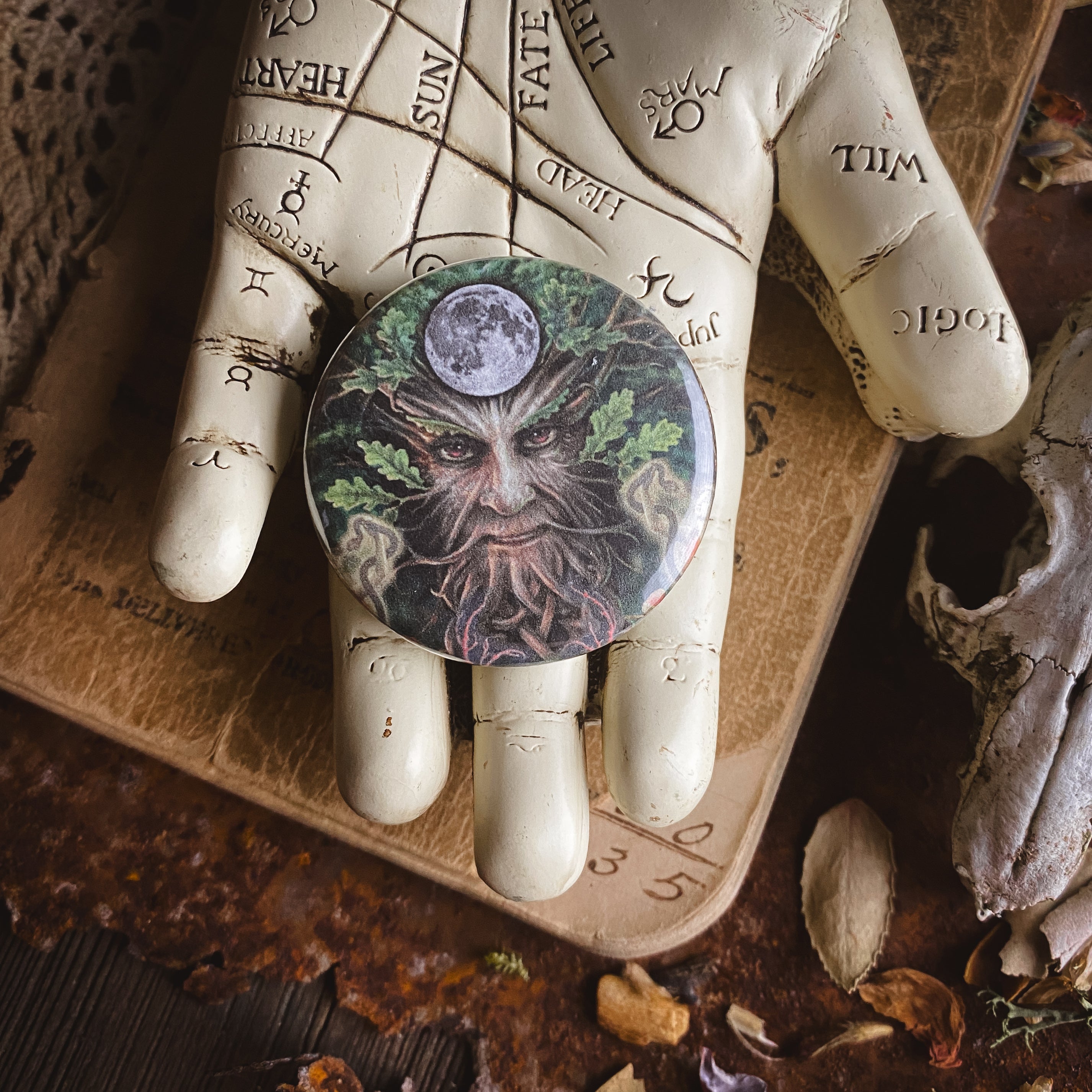 The Green Man - Hand Pressed Button/Pin - 1.5"