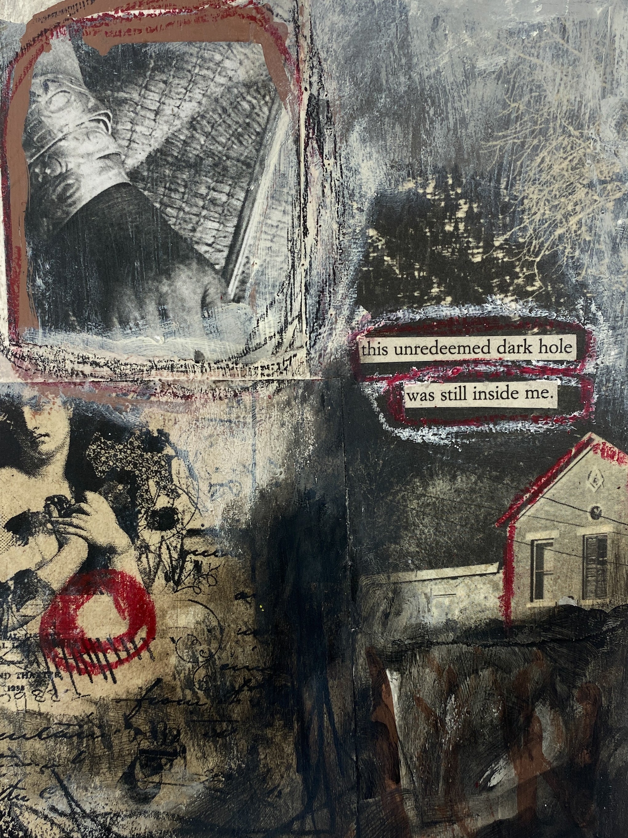 Dark Hole - Original Mixed Media Collage