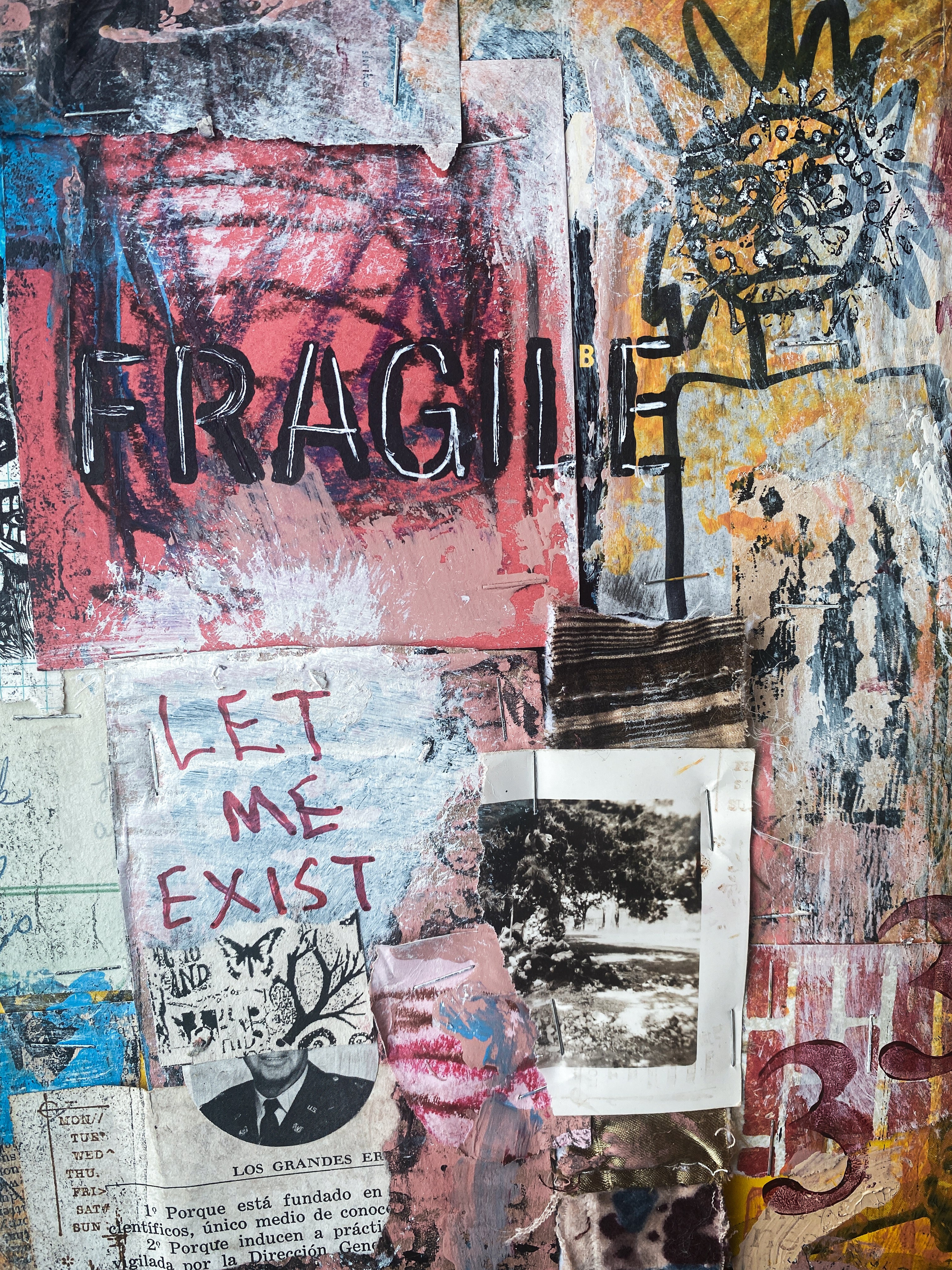 Fragile Existence - Original Mixed Media Abstract Collage