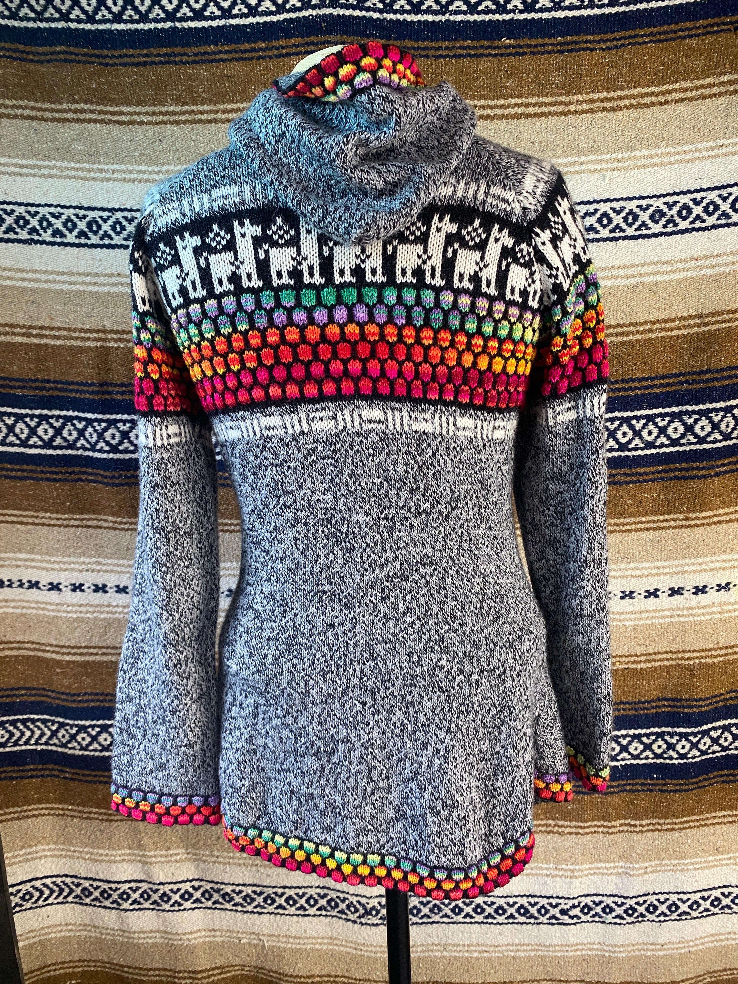 Rainbow Sweater From Peru - Size Small