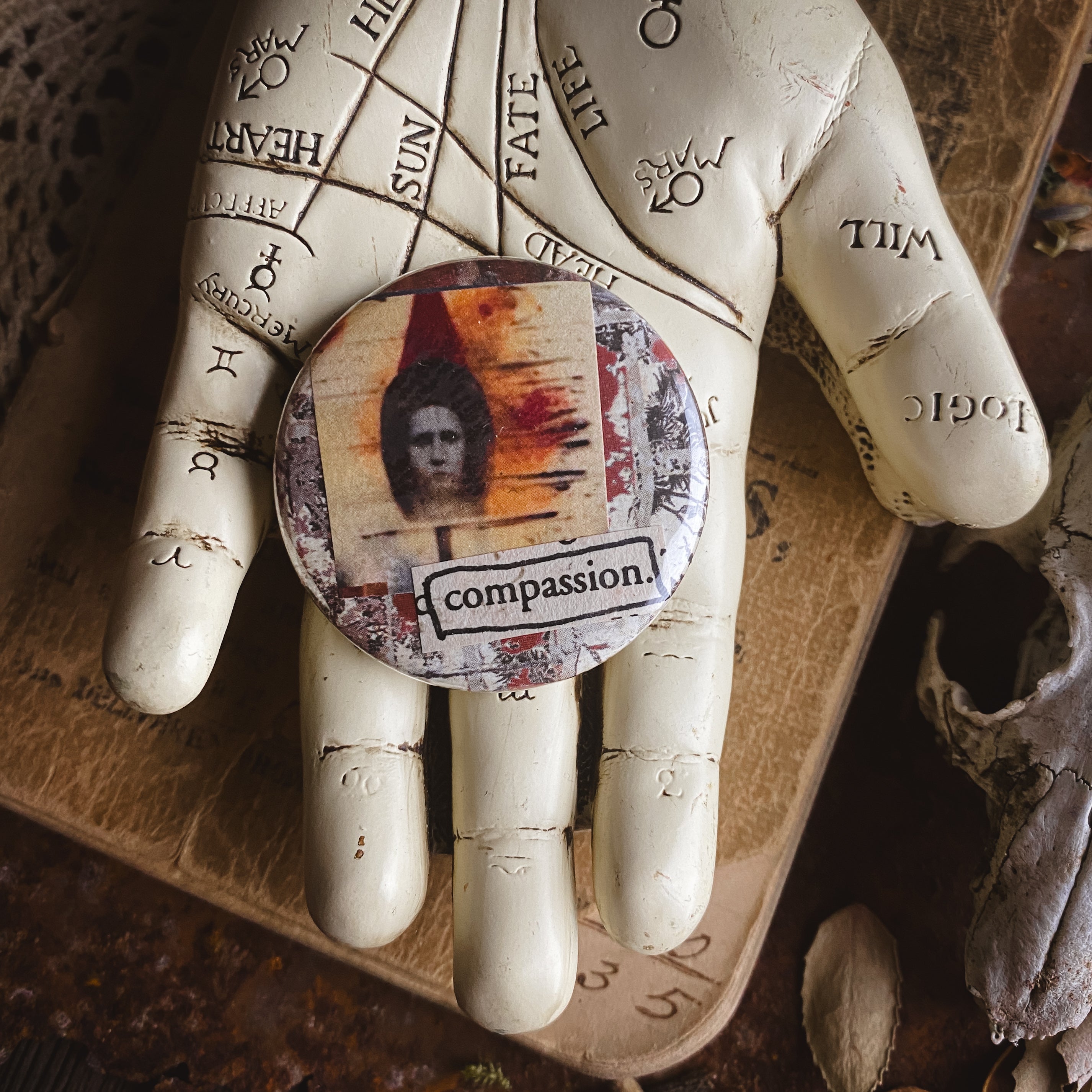 Compassion - Hand Pressed Button/Pin - 1.5"