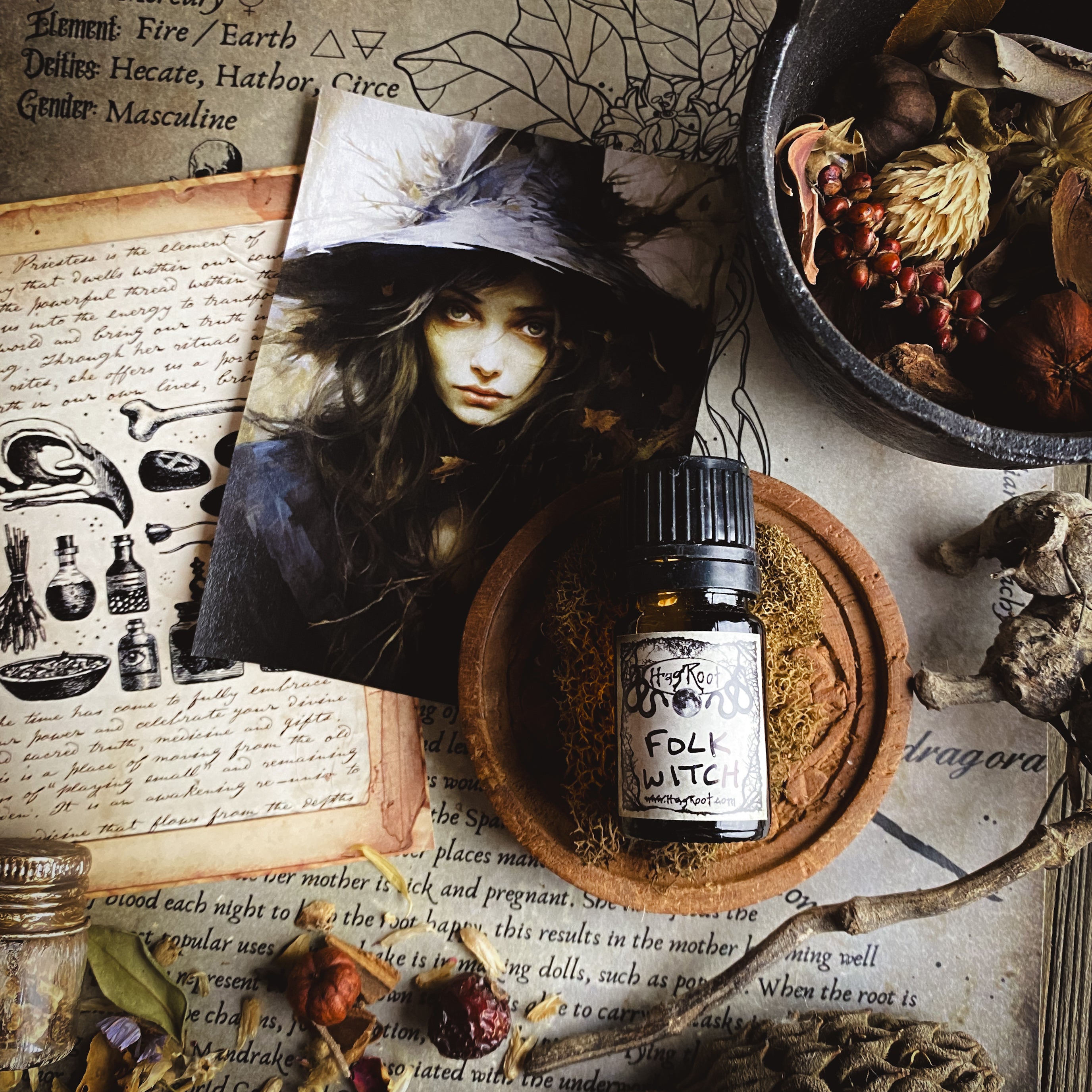 FOLK WITCH-(Evergreen Trees, Ceremonial Fire and Warm Spiced Bread)-Perfume, Cologne, Anointing, Ritual Oil