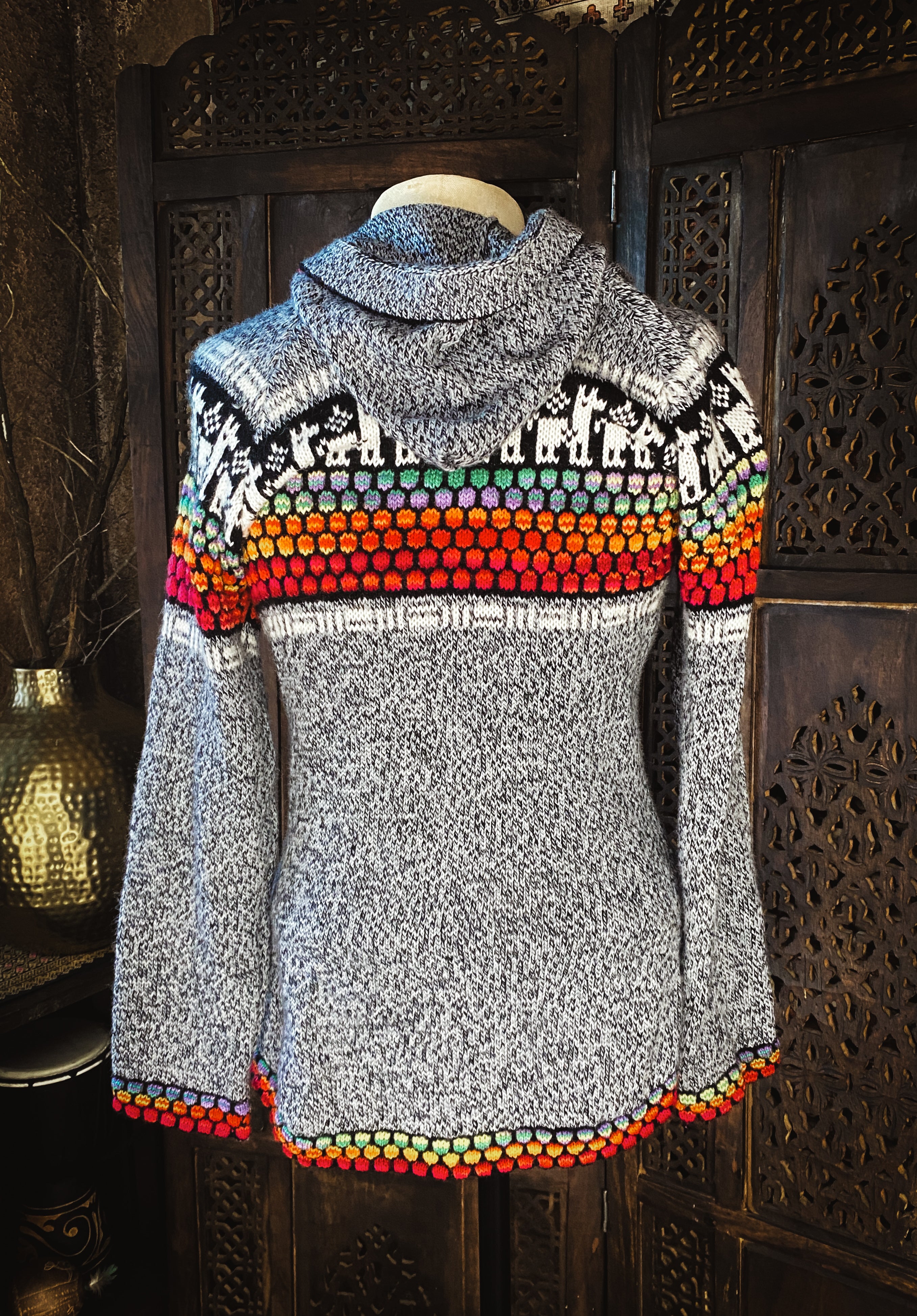 Rainbow Sweater From Peru - Size Small