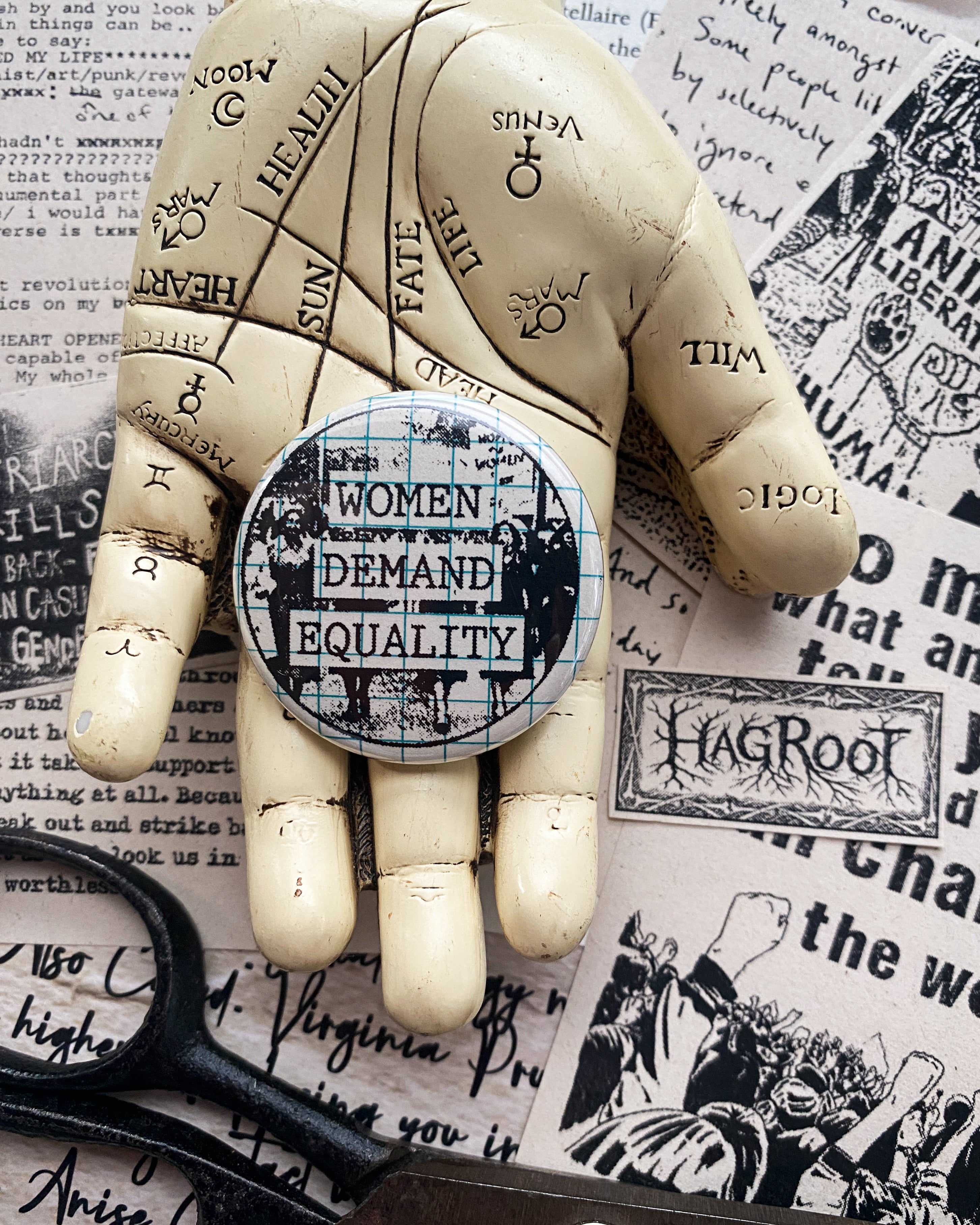 Women Demand Equality - Hand Pressed Button/Pin - 1.5"