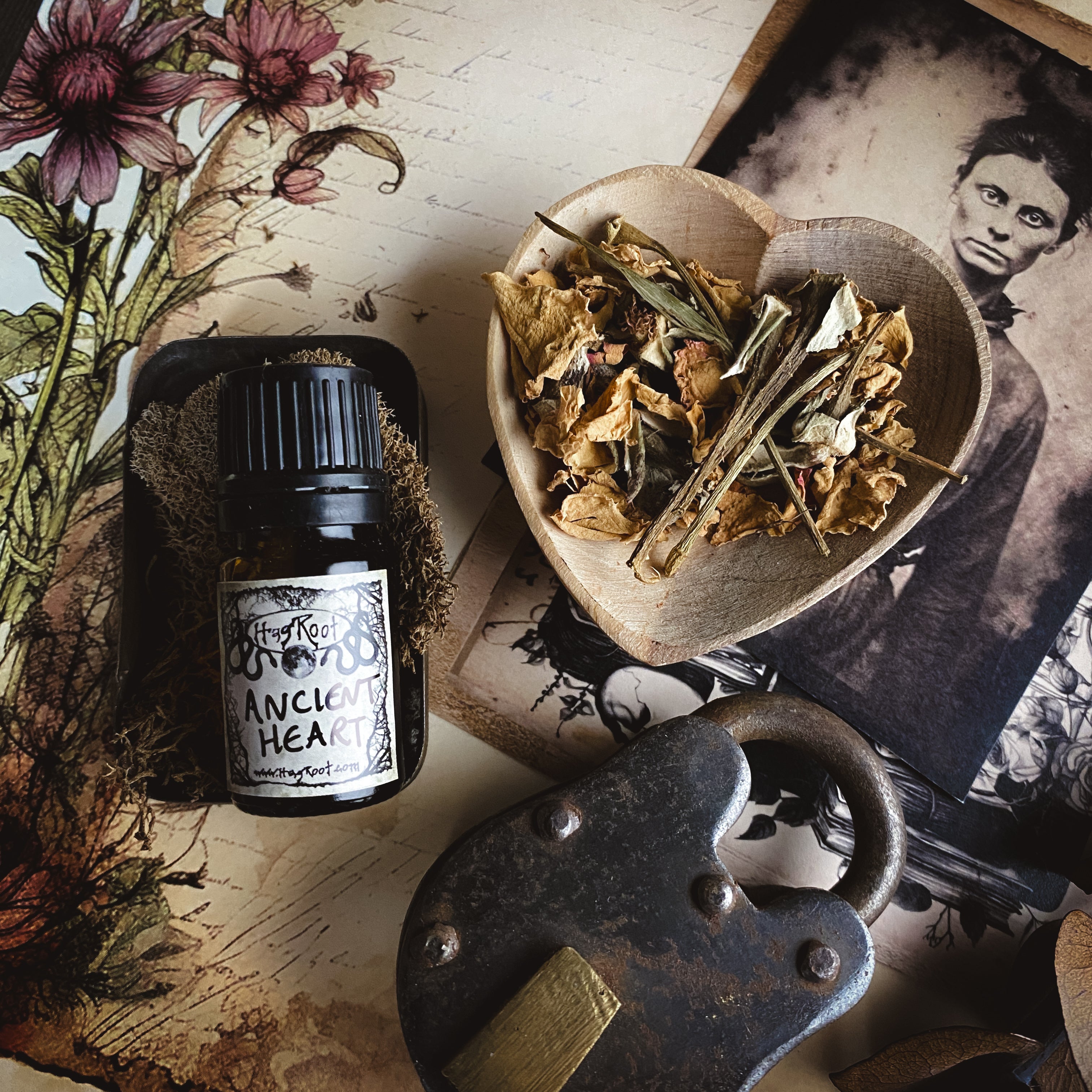 ANCIENT HEART-(Black Tea Leaves, Mahogany Wood, Tobacco)-Perfume, Cologne, Anointing, Ritual Oil