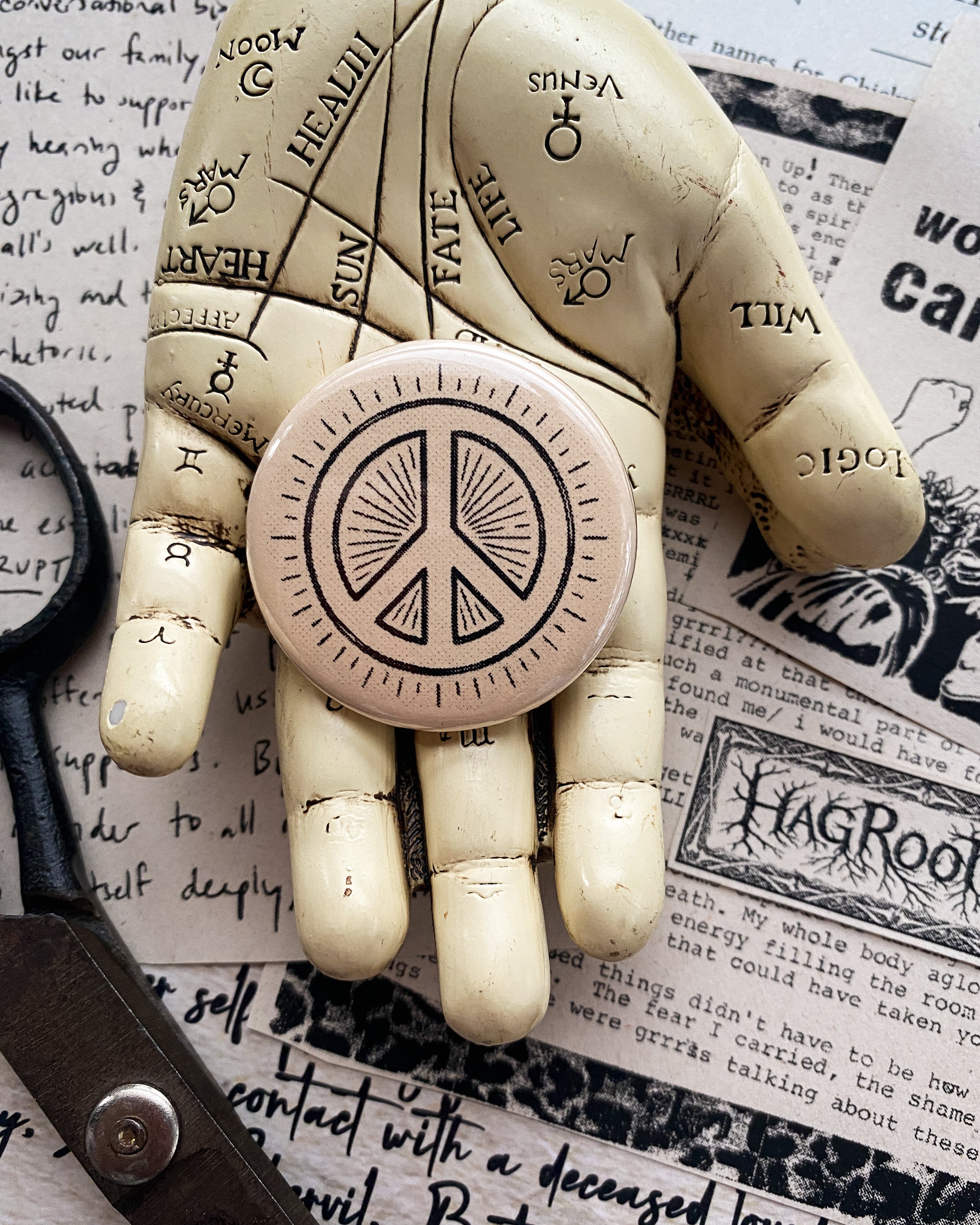 Radiate Peace - Hand Pressed Button/Pin - 1.5"