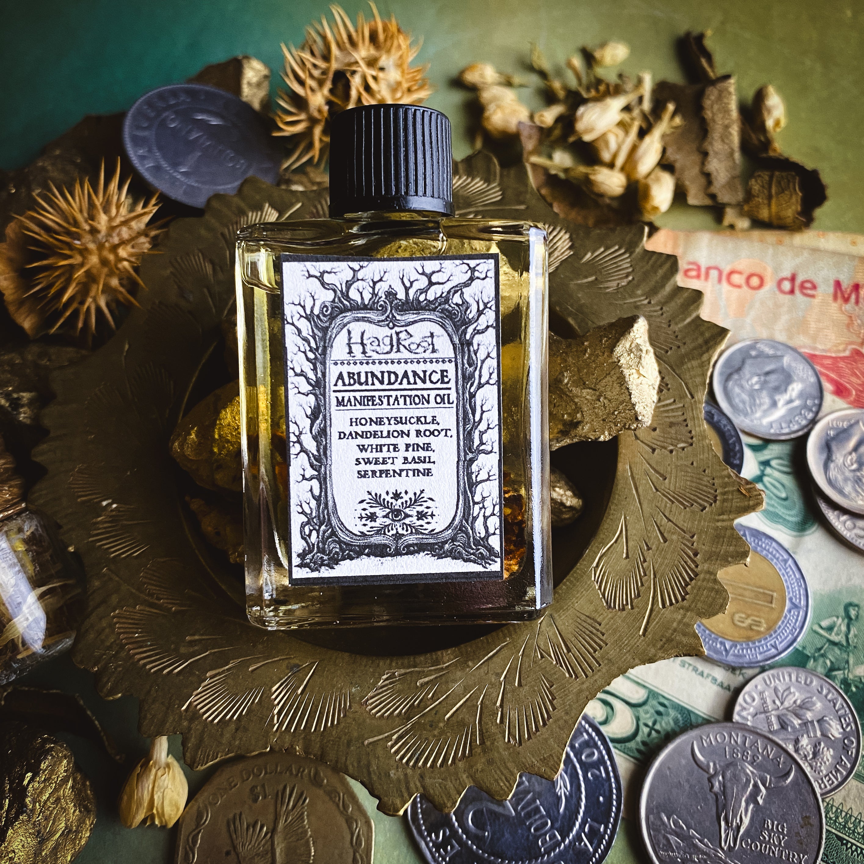 Abundance Manifestation Oil - Herbal Ritual Oil, Anointing Oil, Perfume, Conjure Oil
