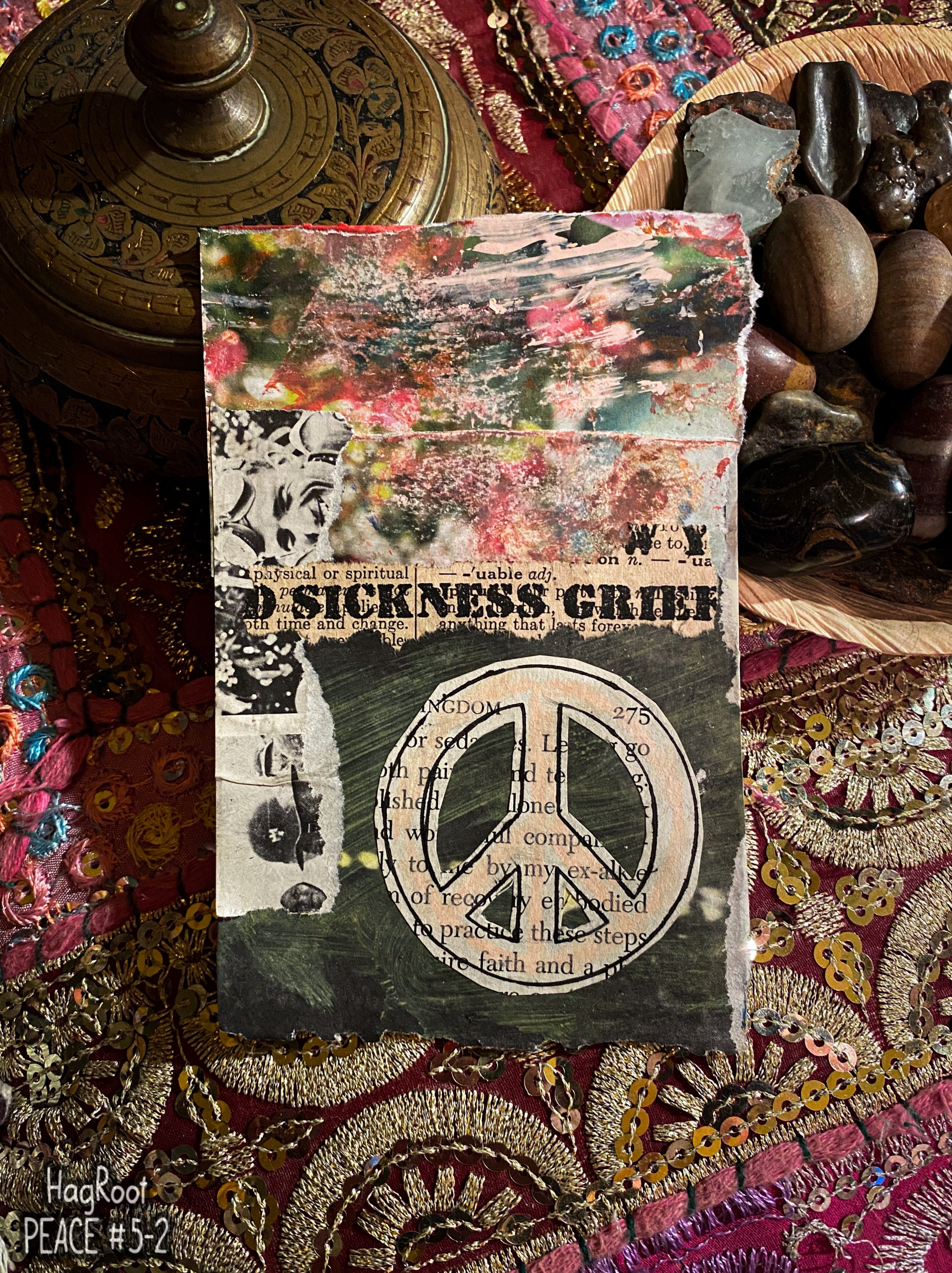 PEACE #5-2 - Original Mixed Media Collage - Altar Card