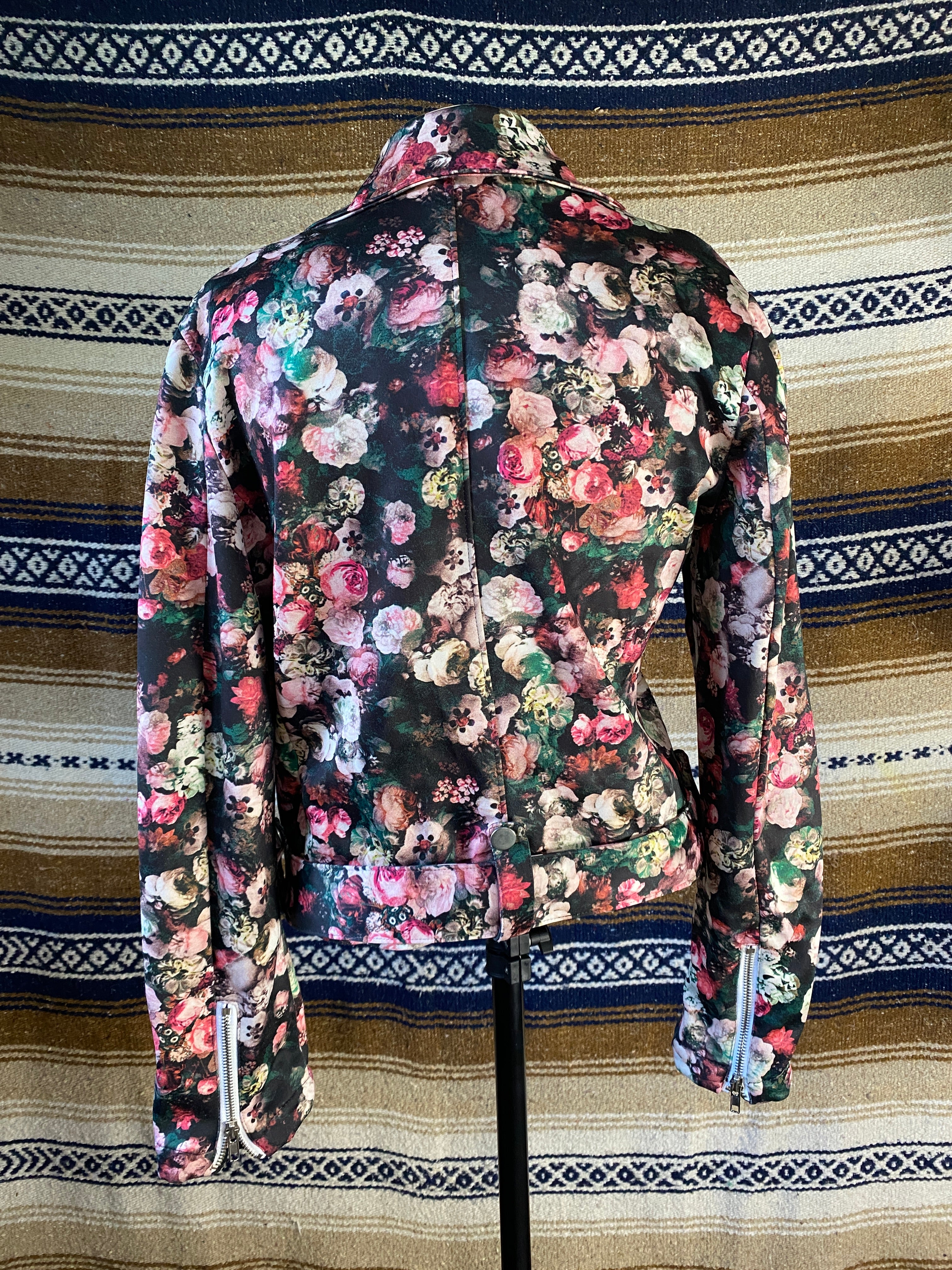 Floral Print Punk Jacket - Size Small