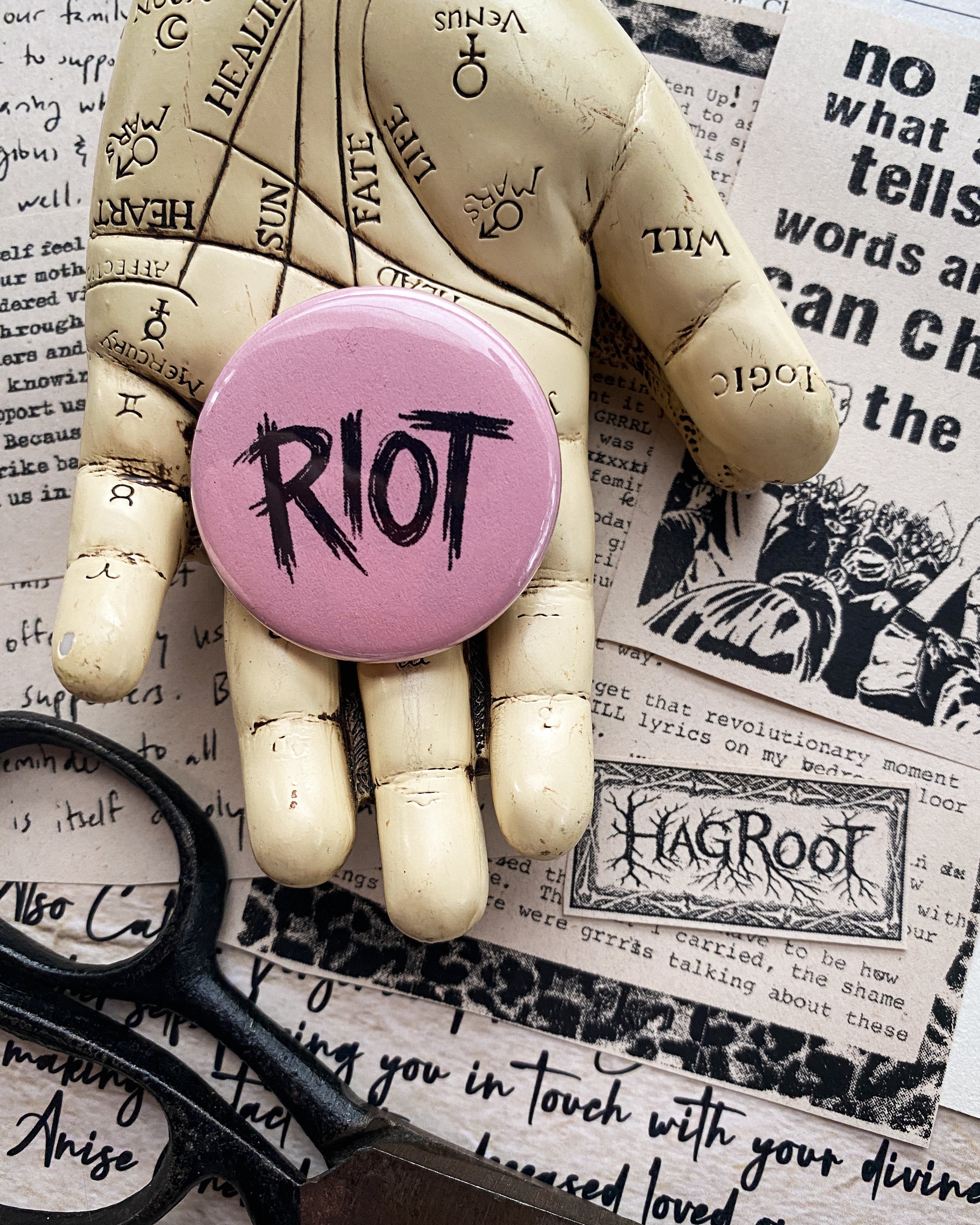 Riot - Hand Pressed Button/Pin - 1.5"