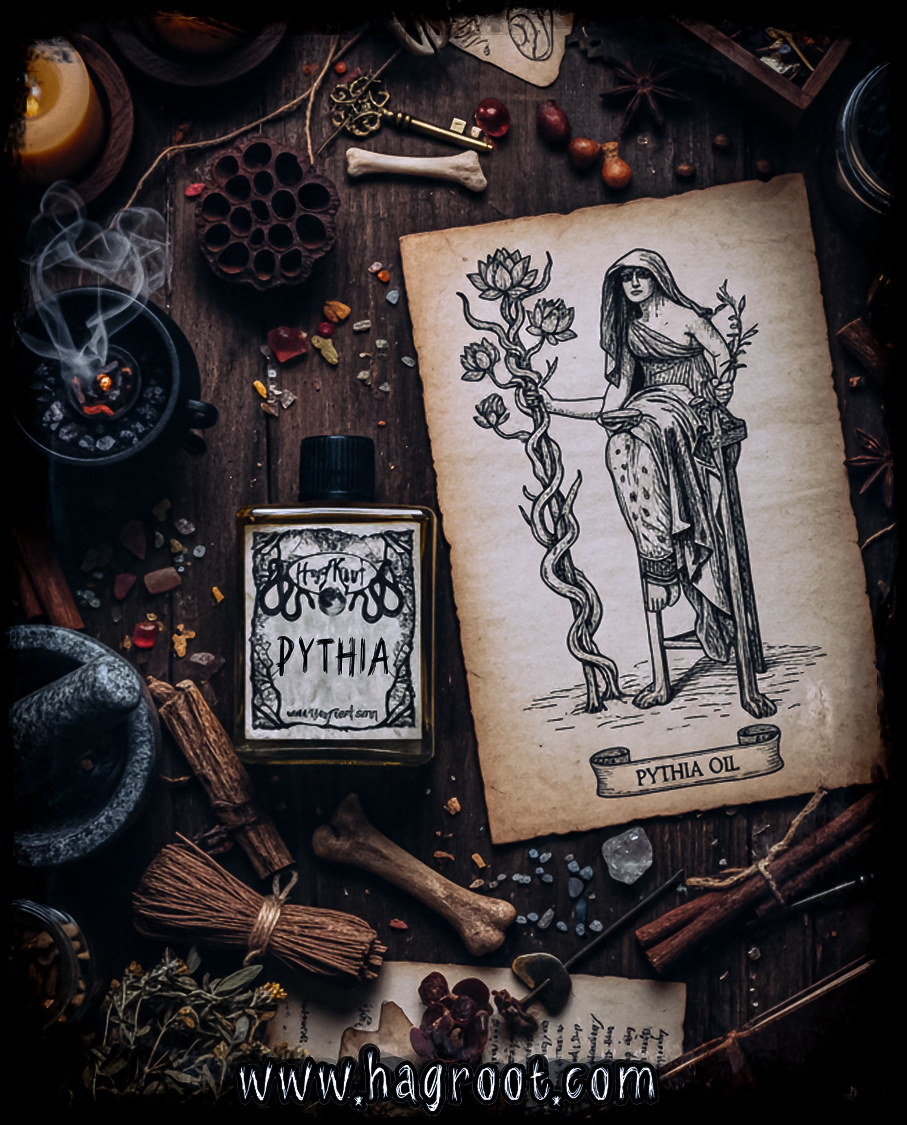 PYTHIA-(Sandalwood, Patchouli, Tonka Bean, Musk, Lotus Flower, Cardamom)-Perfume, Cologne, Anointing, Ritual Oil