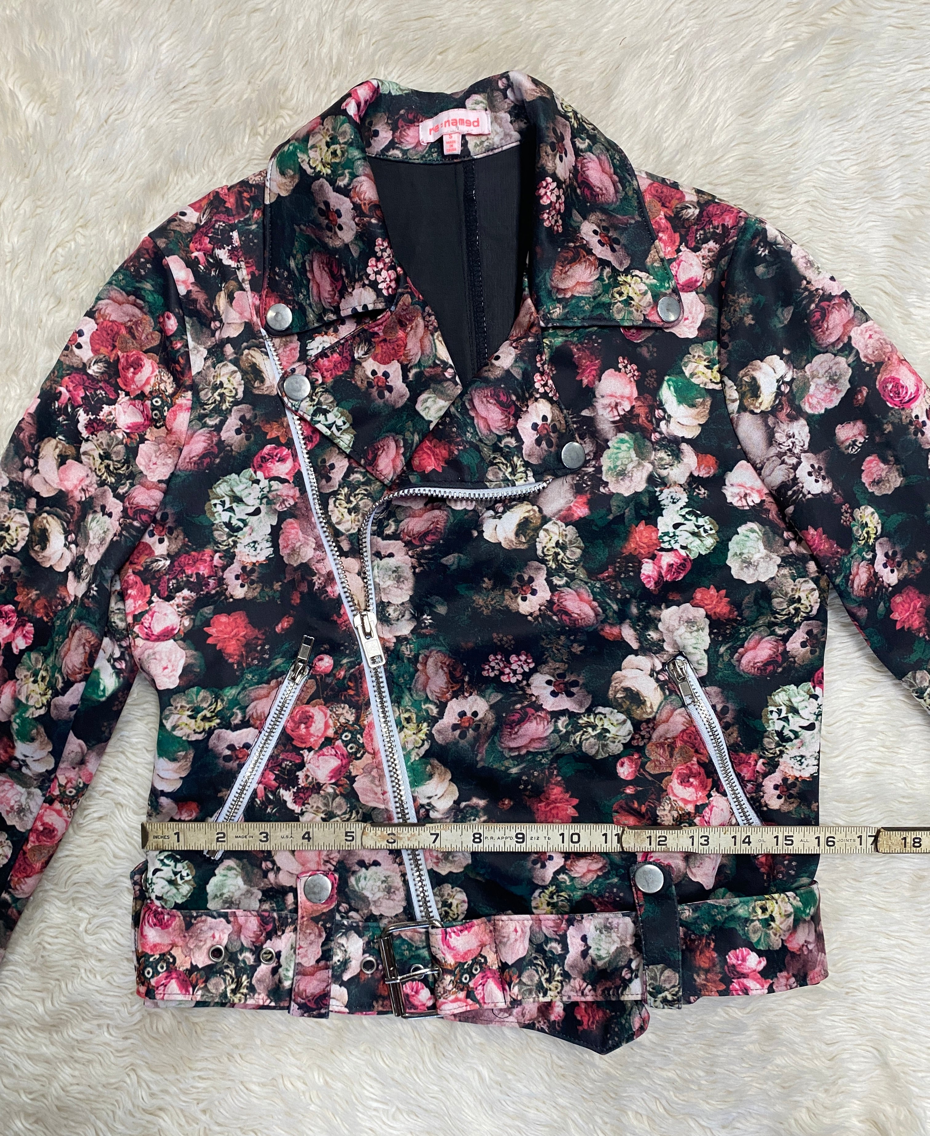 Floral Print Punk Jacket - Size Small