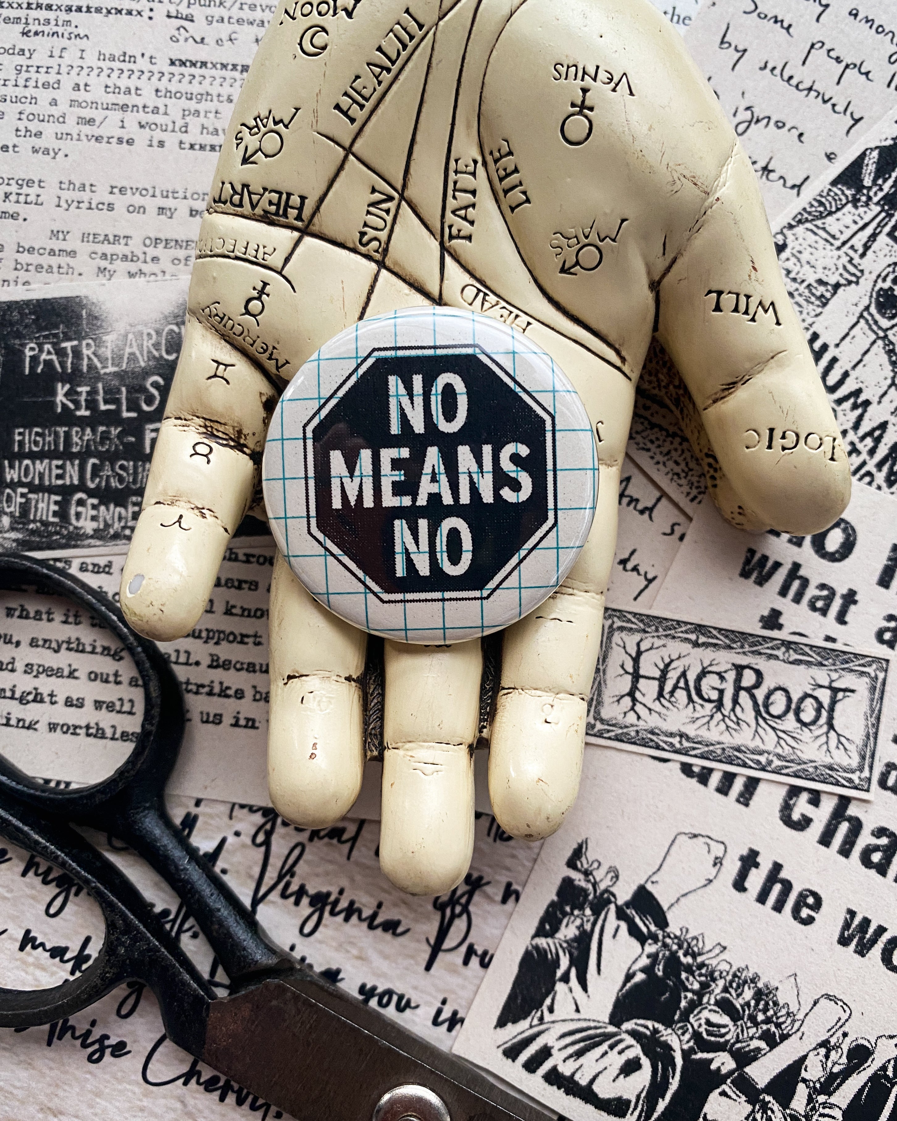 No Means No - Hand Pressed Button/Pin - 1.5"