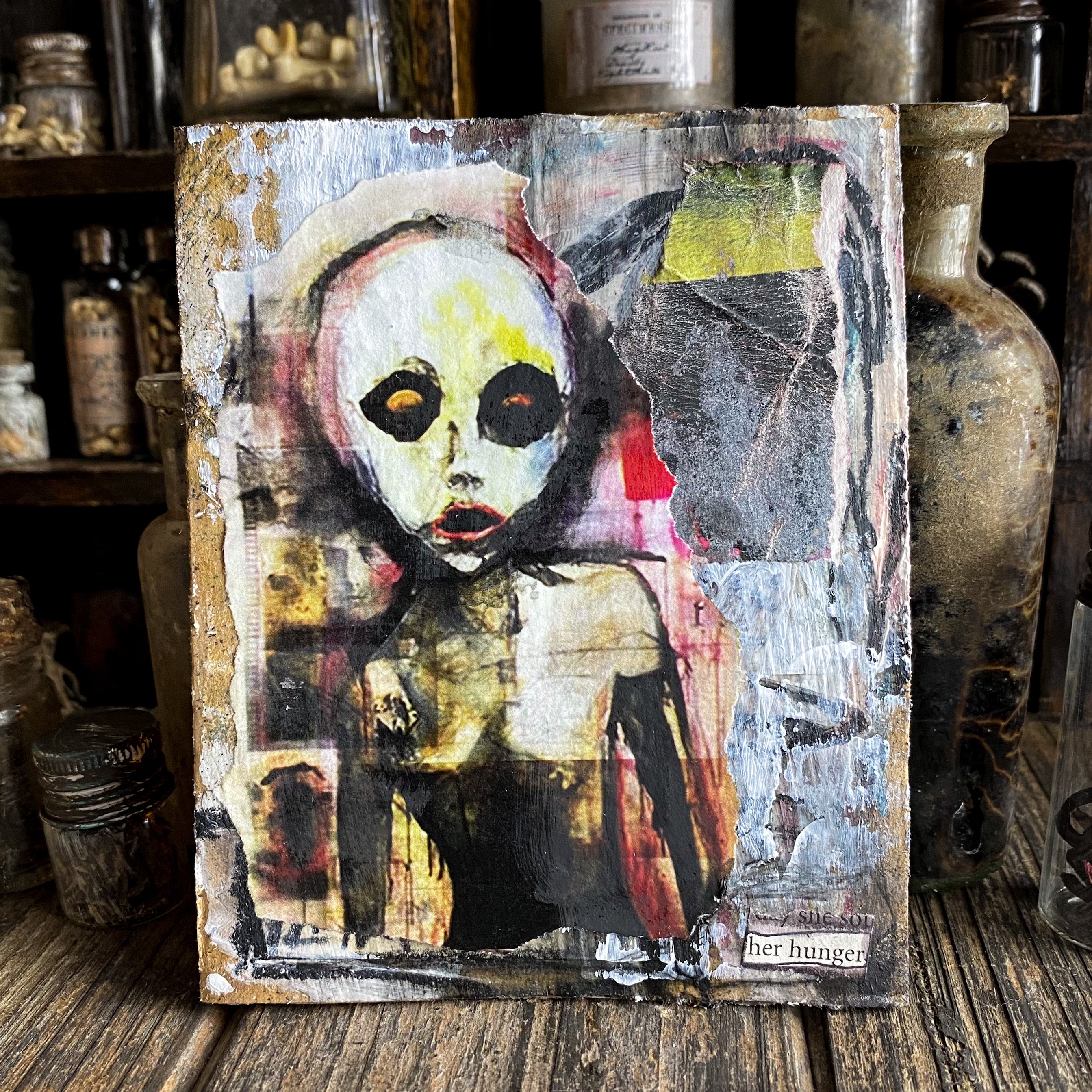 Her Hunger - Original Mixed Media Collage