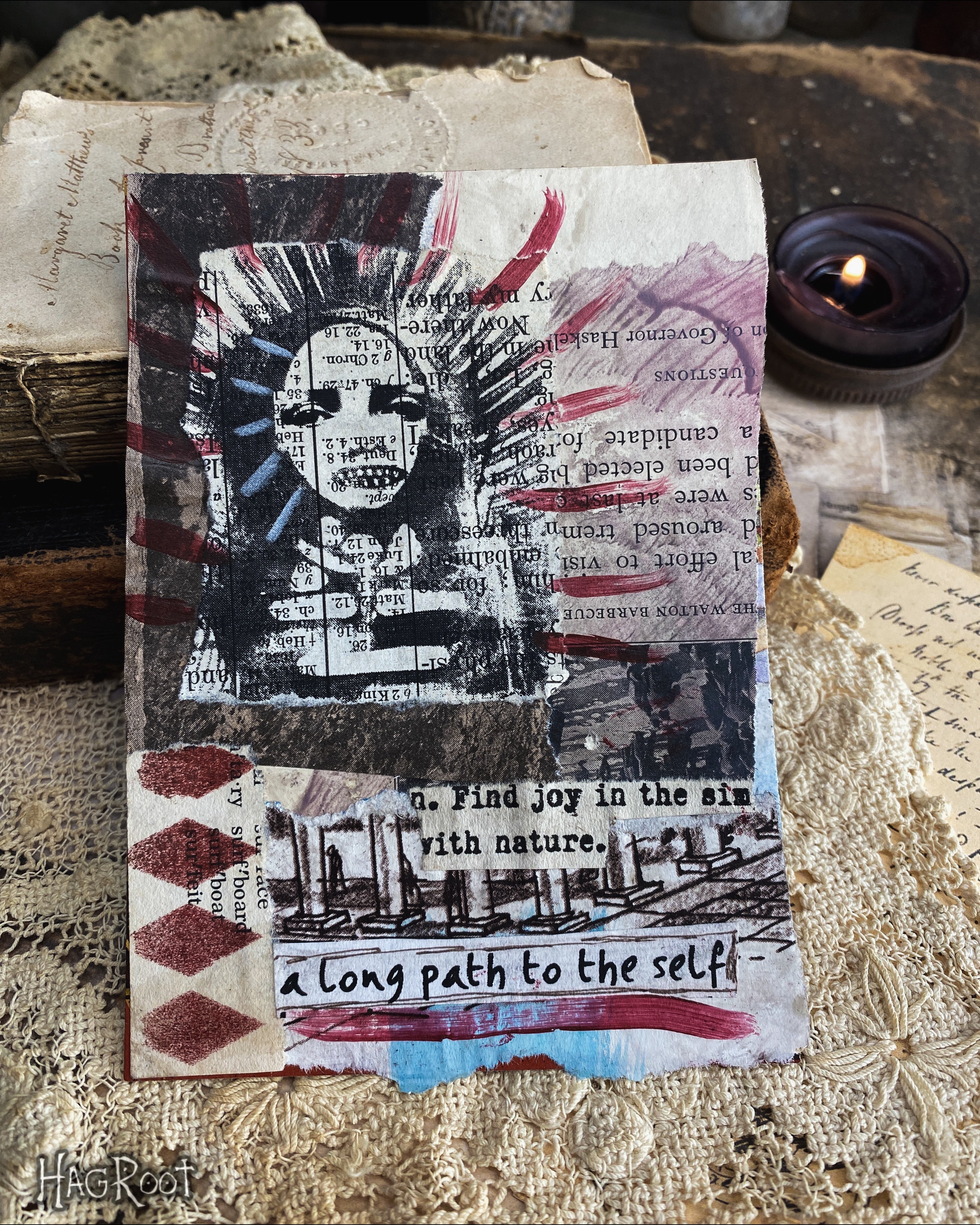 Path to the Self - Original Mixed Media Collage - Altar Card