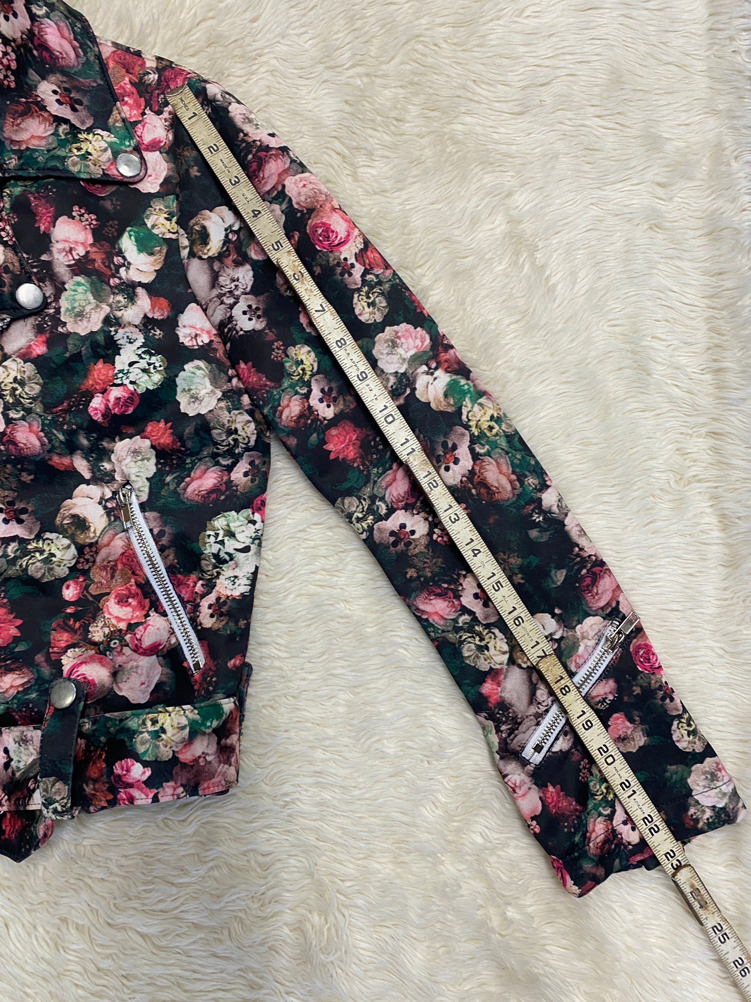 Floral Print Punk Jacket - Size Small