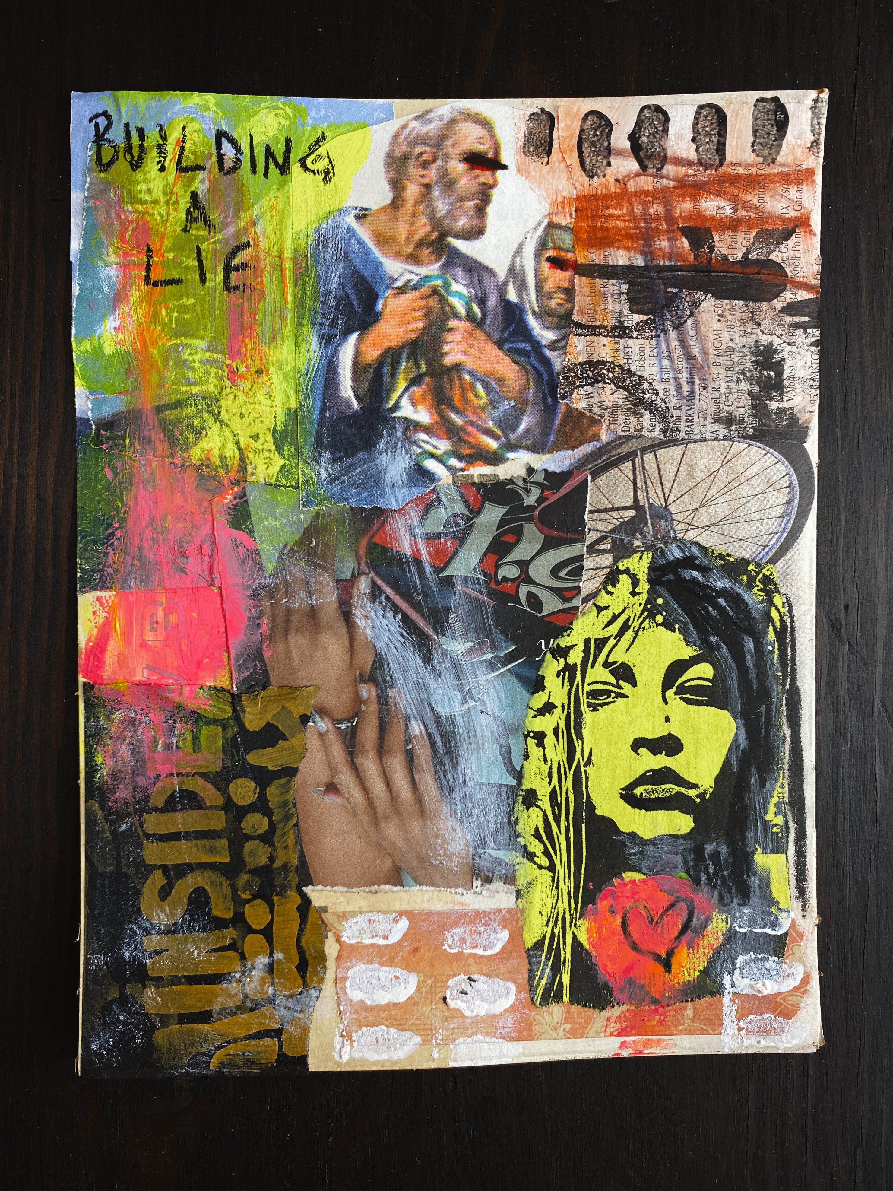 Building A Lie - Original Mixed Media Collage