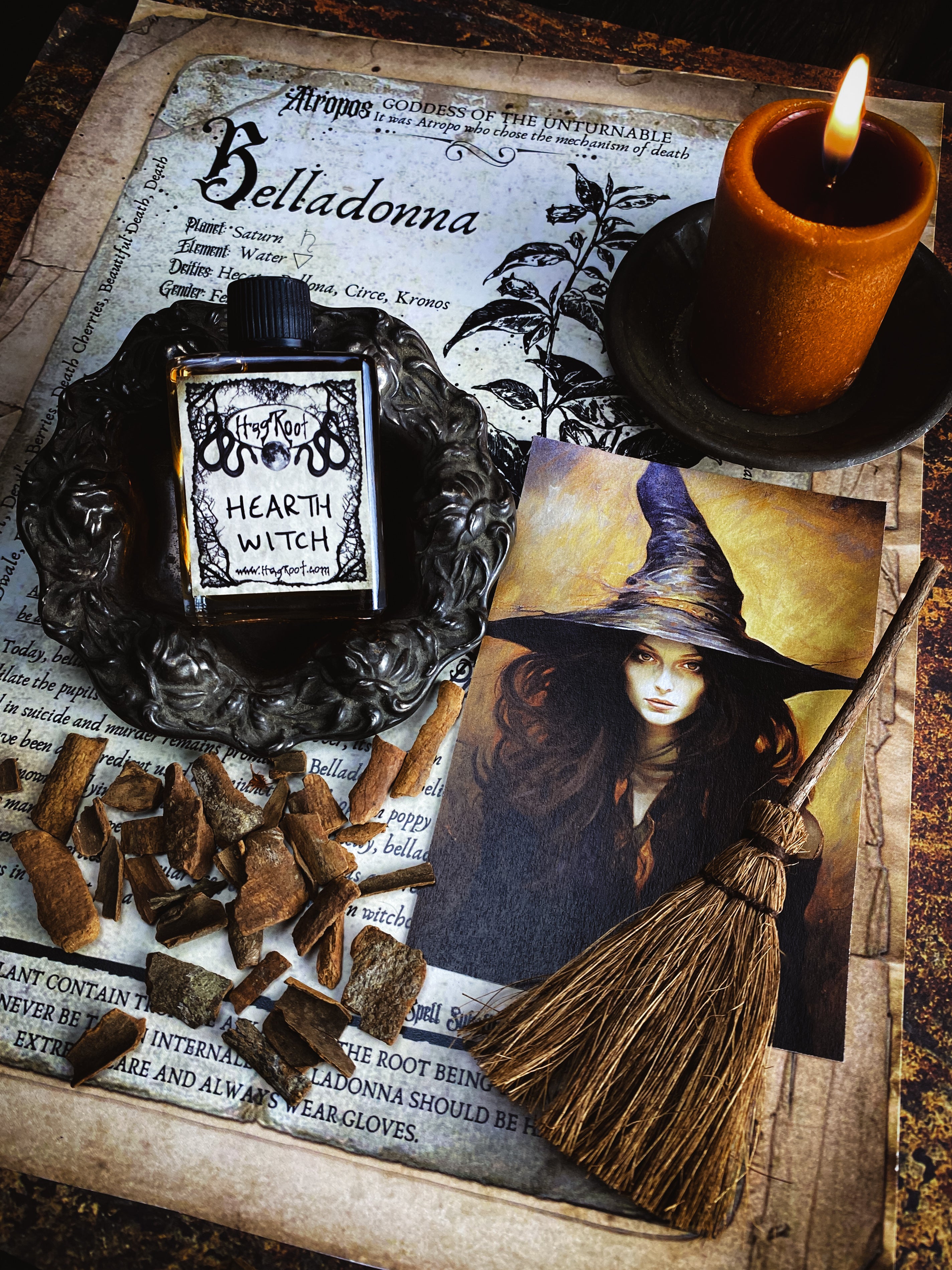 HEARTH WITCH-(Vetiver, Tonka Bean, Smoked Caramel, Rose, Amber, Vanilla, Sandalwood, Patchouli, Oakmoss, Black Tea Leaves, Cedar )-Perfume, Cologne, Anointing, Ritual Oil