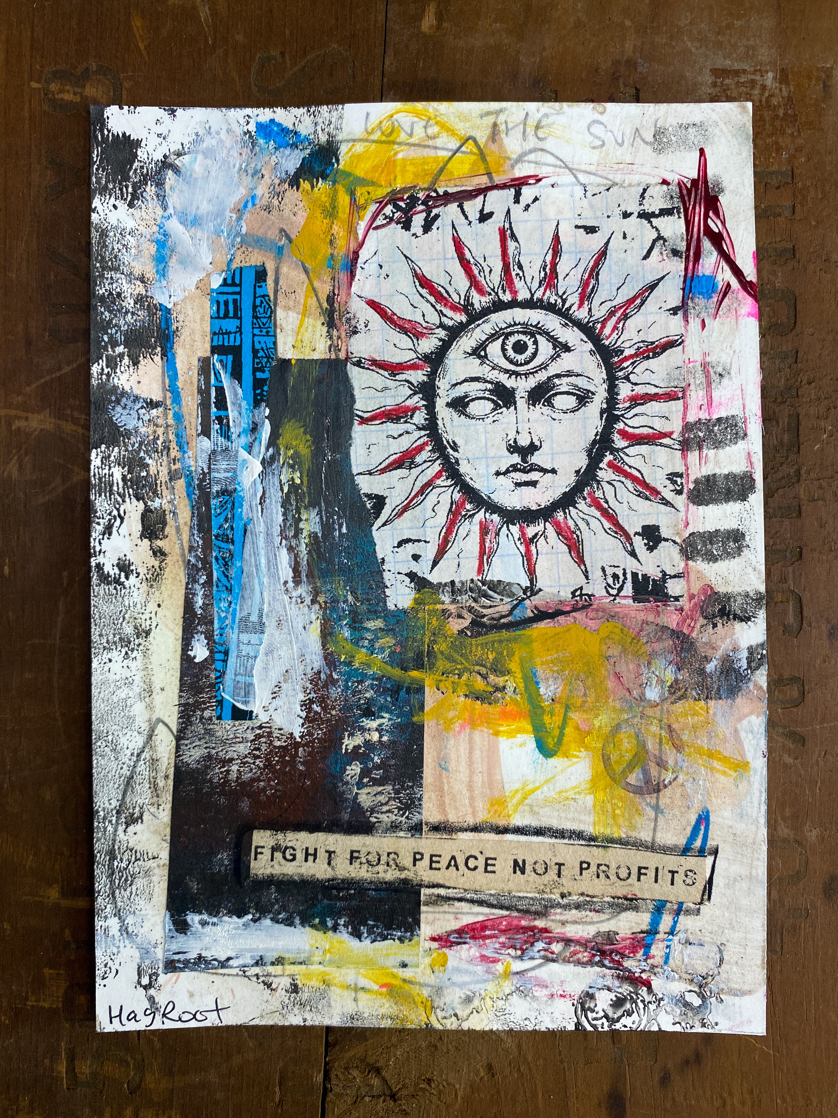 Peace Not Profit - Original Mixed Media Collage