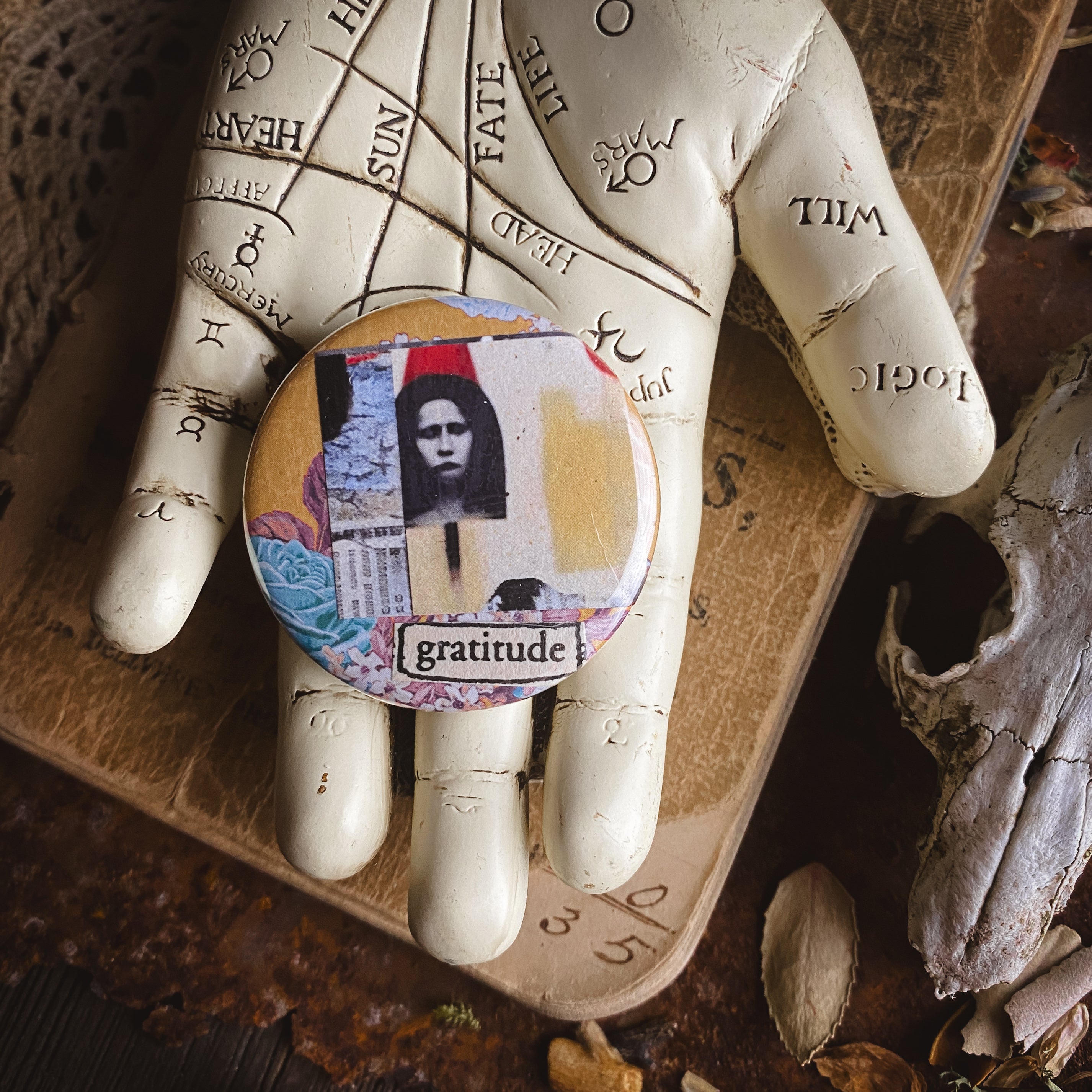 Gratitude - Hand Pressed Button/Pin - 1.5"