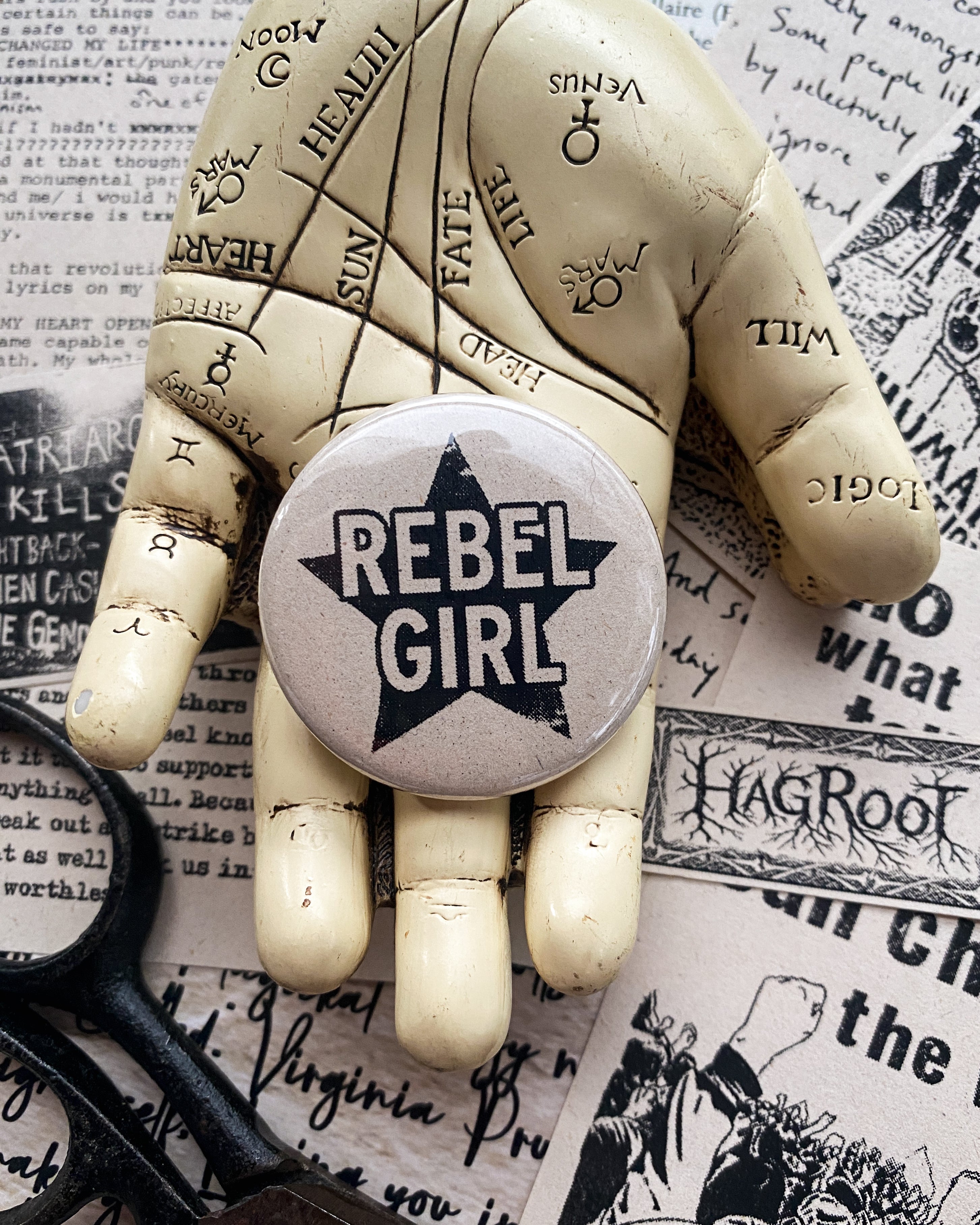 Rebel Girl - Hand Pressed Button/Pin - 1.5"
