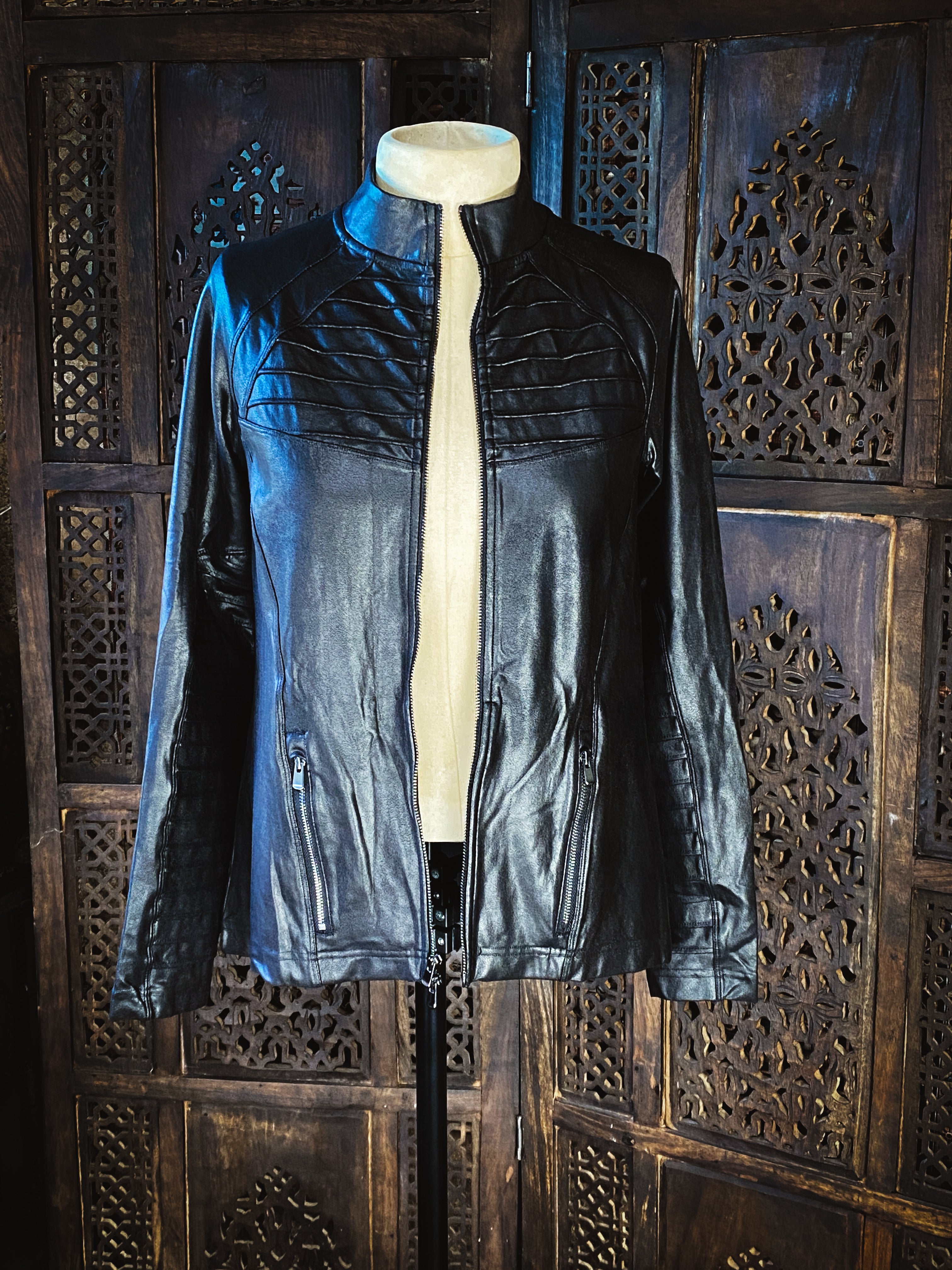 Black Vegan Leather Jacket by SPANX - Size Small