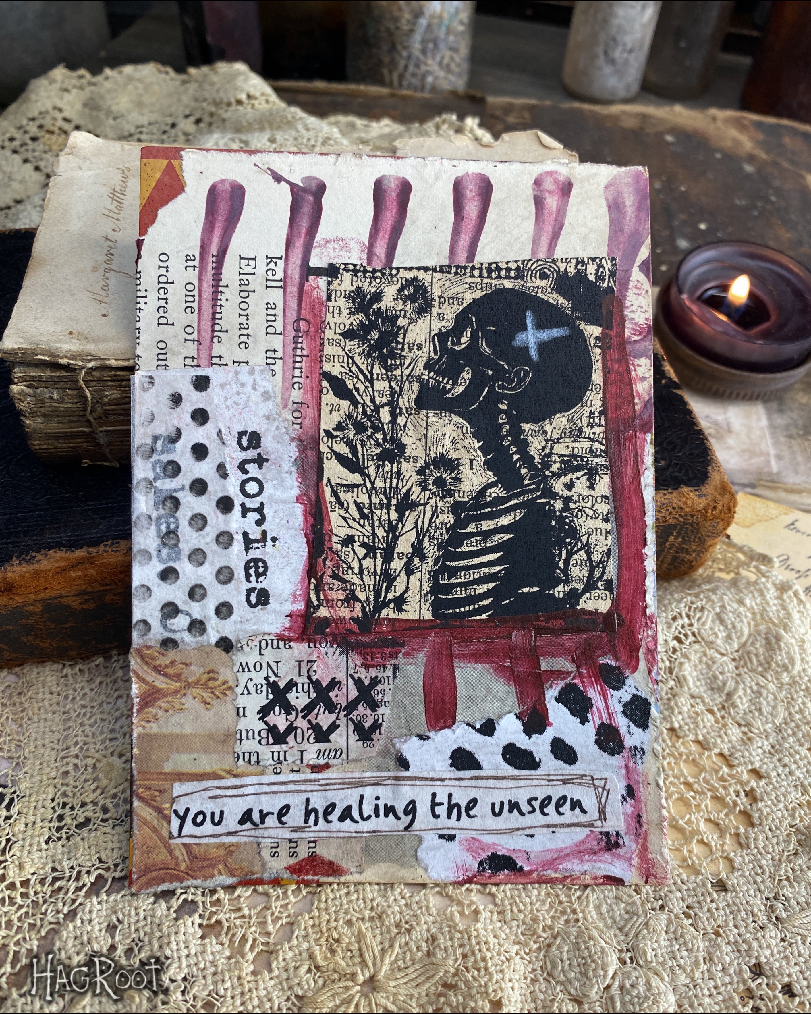 Healing the Unseen - Original Mixed Media Collage - Altar Card