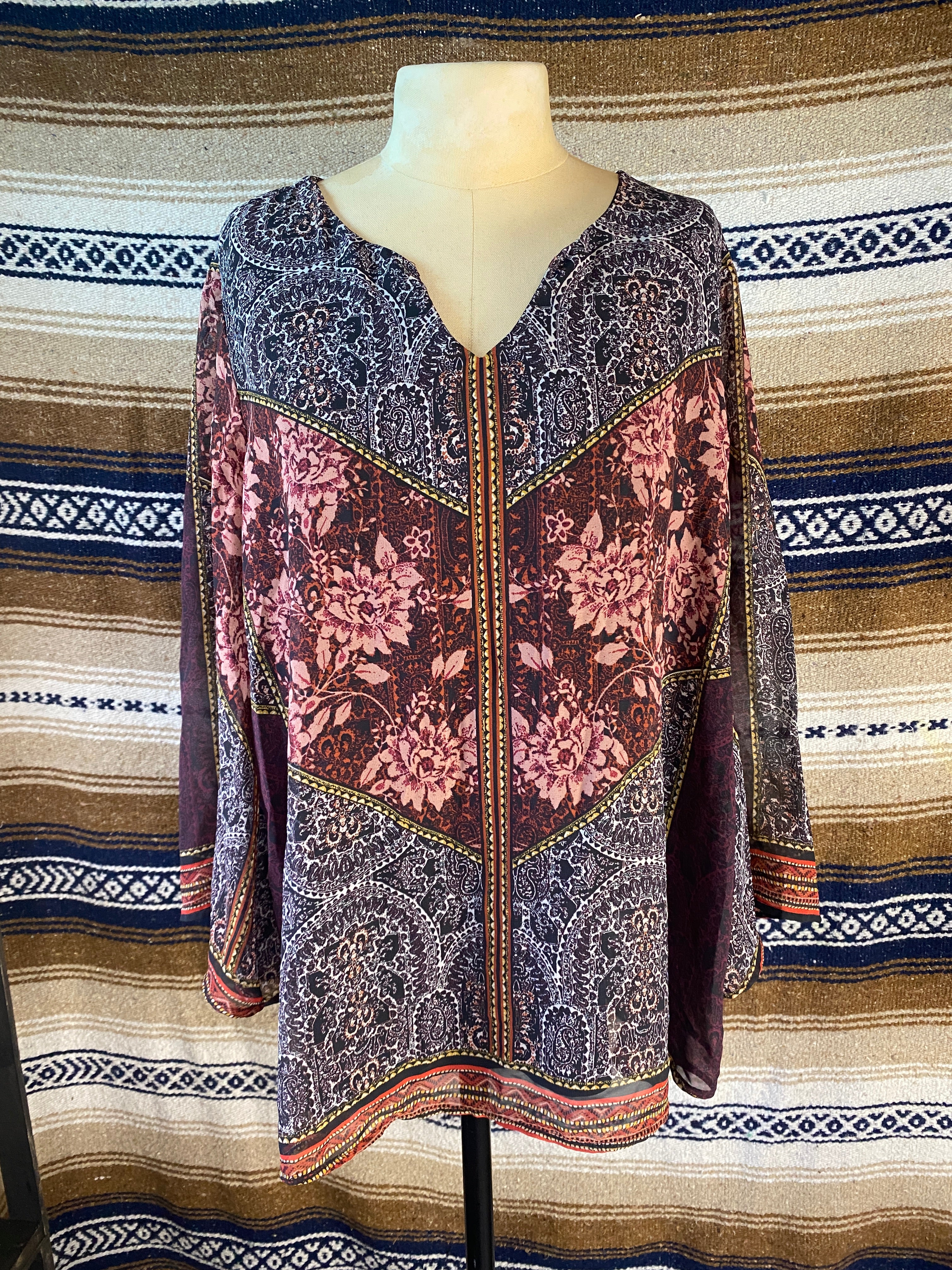 Flowy Boho Shirt - Size Extra Large
