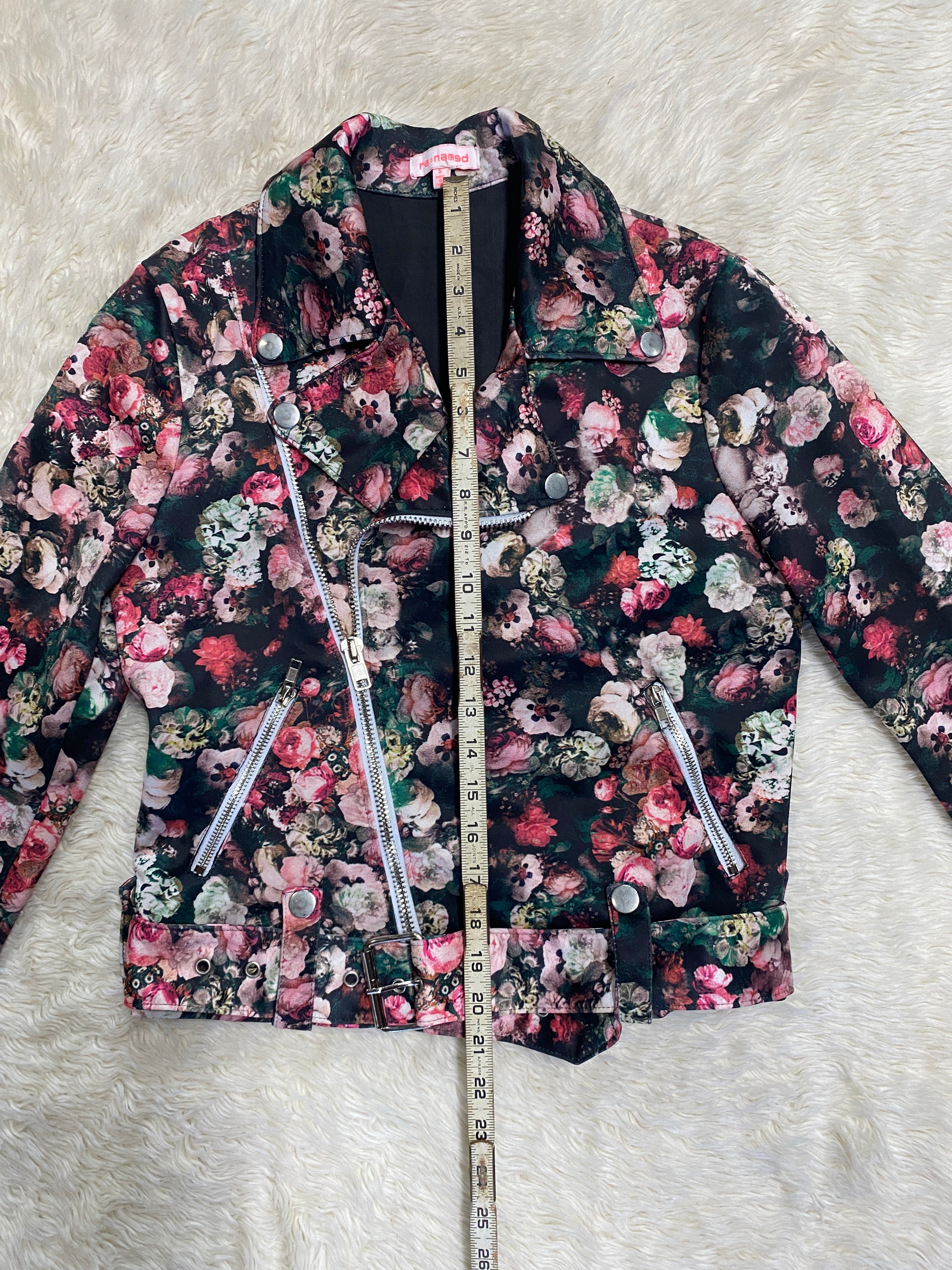 Floral Print Punk Jacket - Size Small
