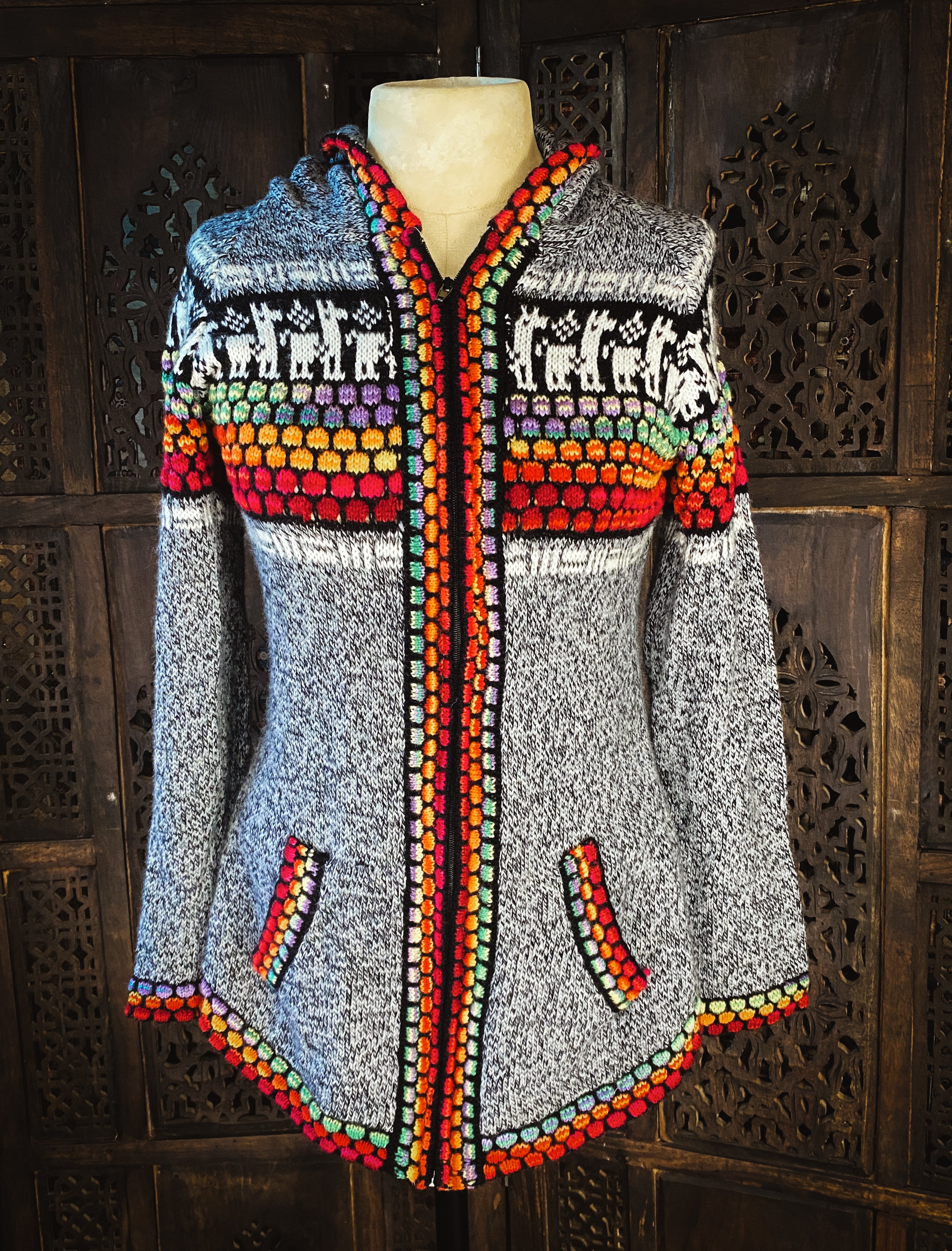 Rainbow Sweater From Peru - Size Small