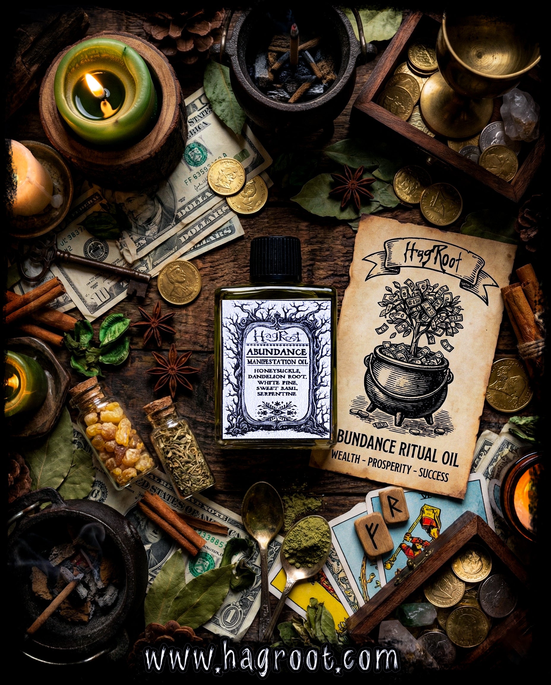 Abundance Manifestation Oil - Herbal Ritual Oil, Anointing Oil, Perfume, Conjure Oil