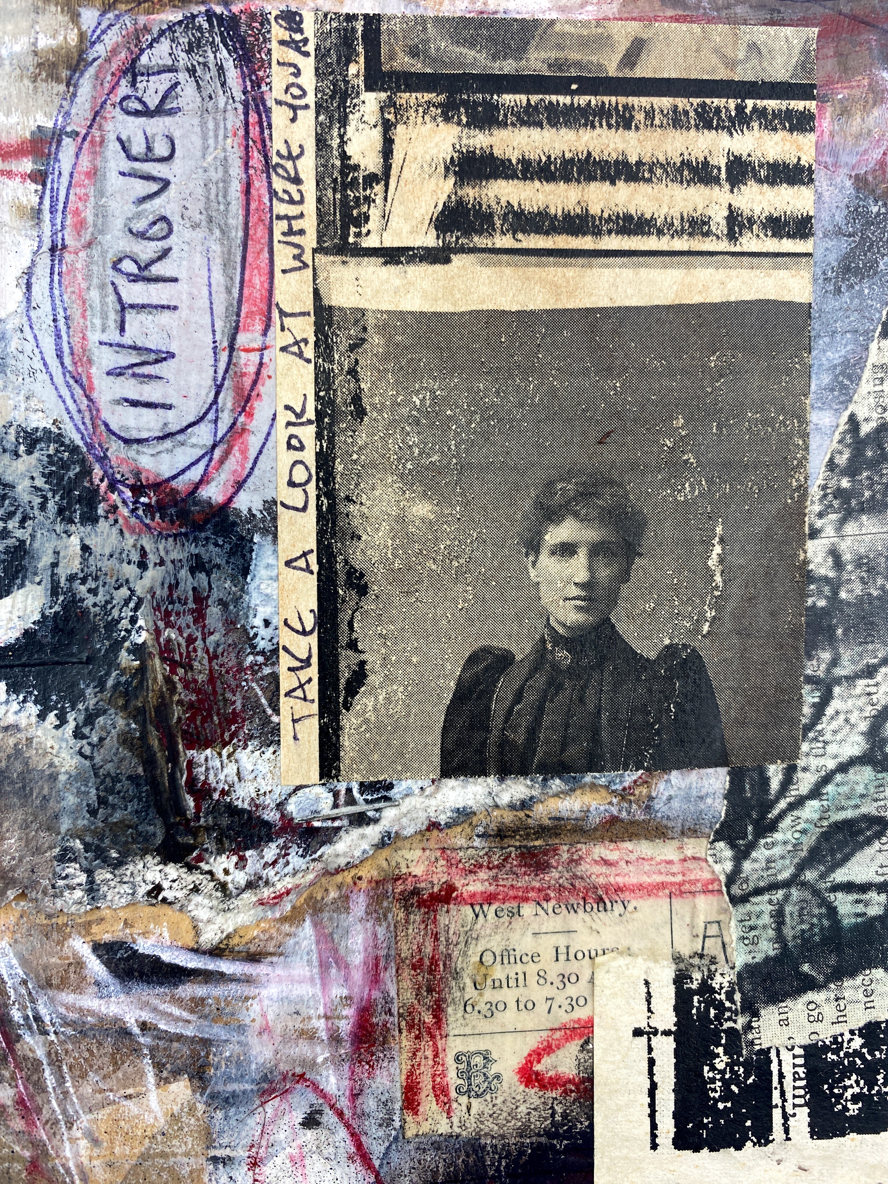 Introvert - Original Mixed Media Collage