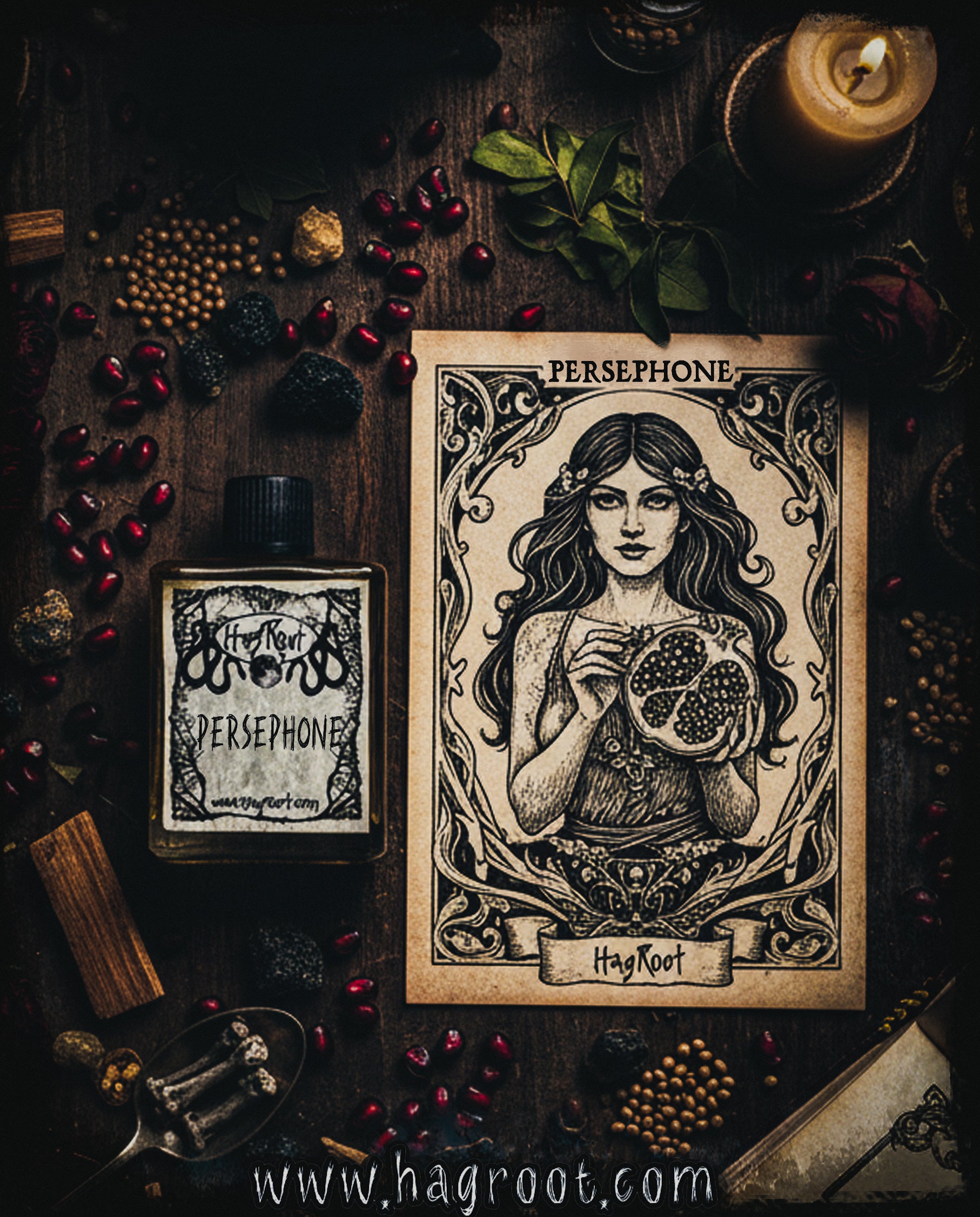PERSEPHONE-(Rose, Myrrh, Pomegranate, Coriander, Teak, Patchouli, Opoponax, Sandalwood, Cedar)-Perfume, Cologne, Anointing, Ritual Oil
