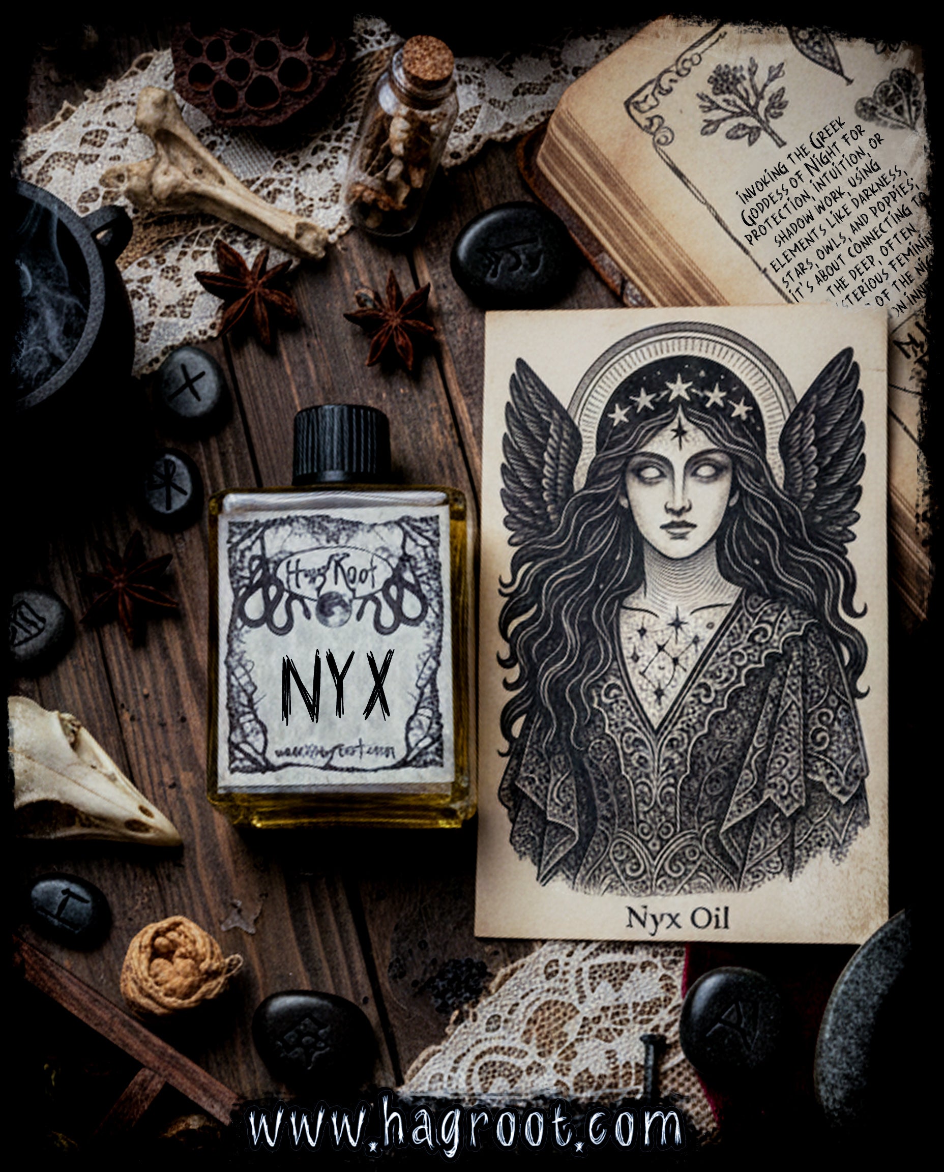 NYX-(Amyris, Ivy, Vanilla, Cocoa, Amber, Champaka Flowers)-Perfume, Cologne, Anointing, Ritual Oil