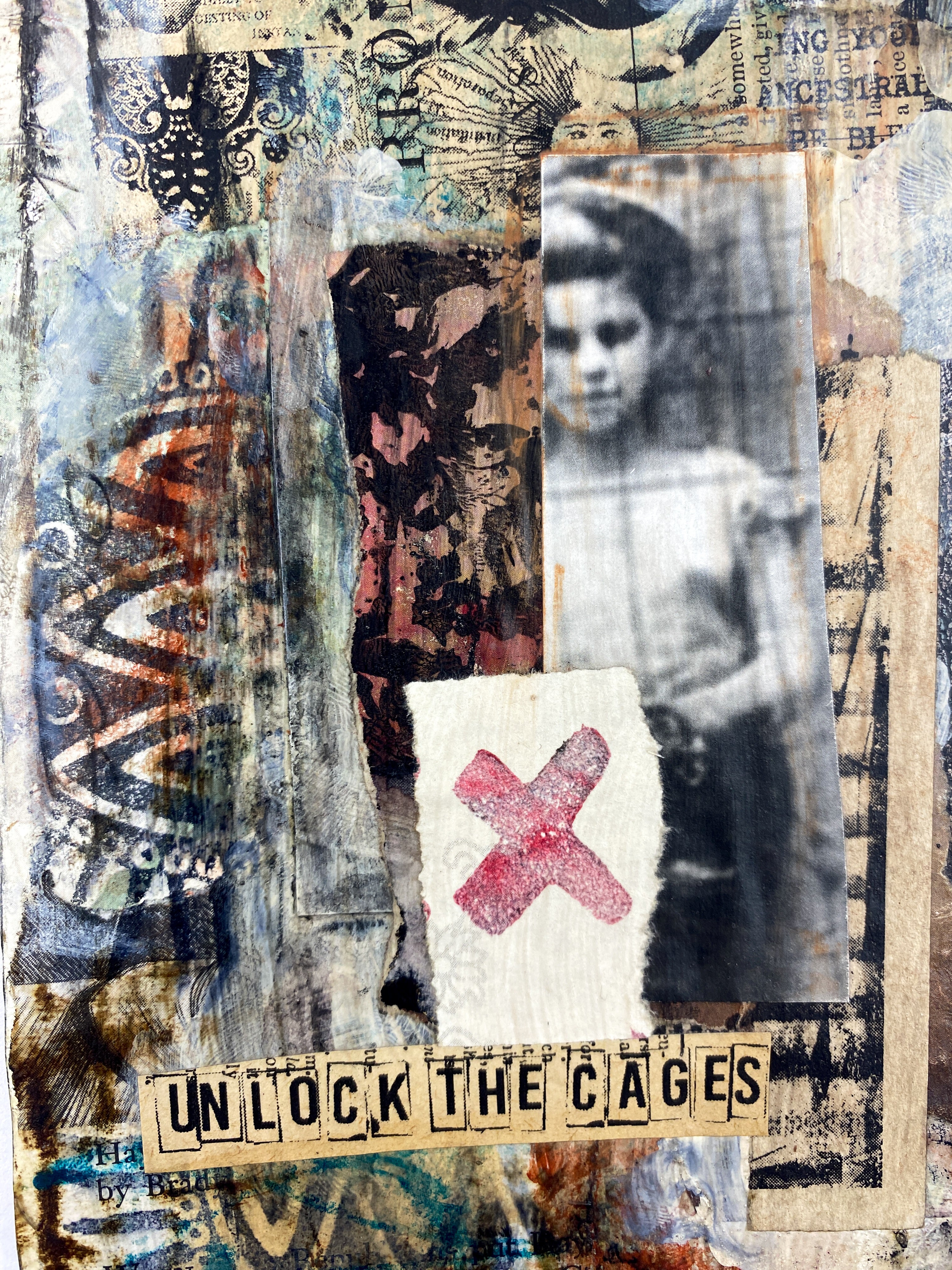 Unlock The Cages - Original Mixed Media Collage