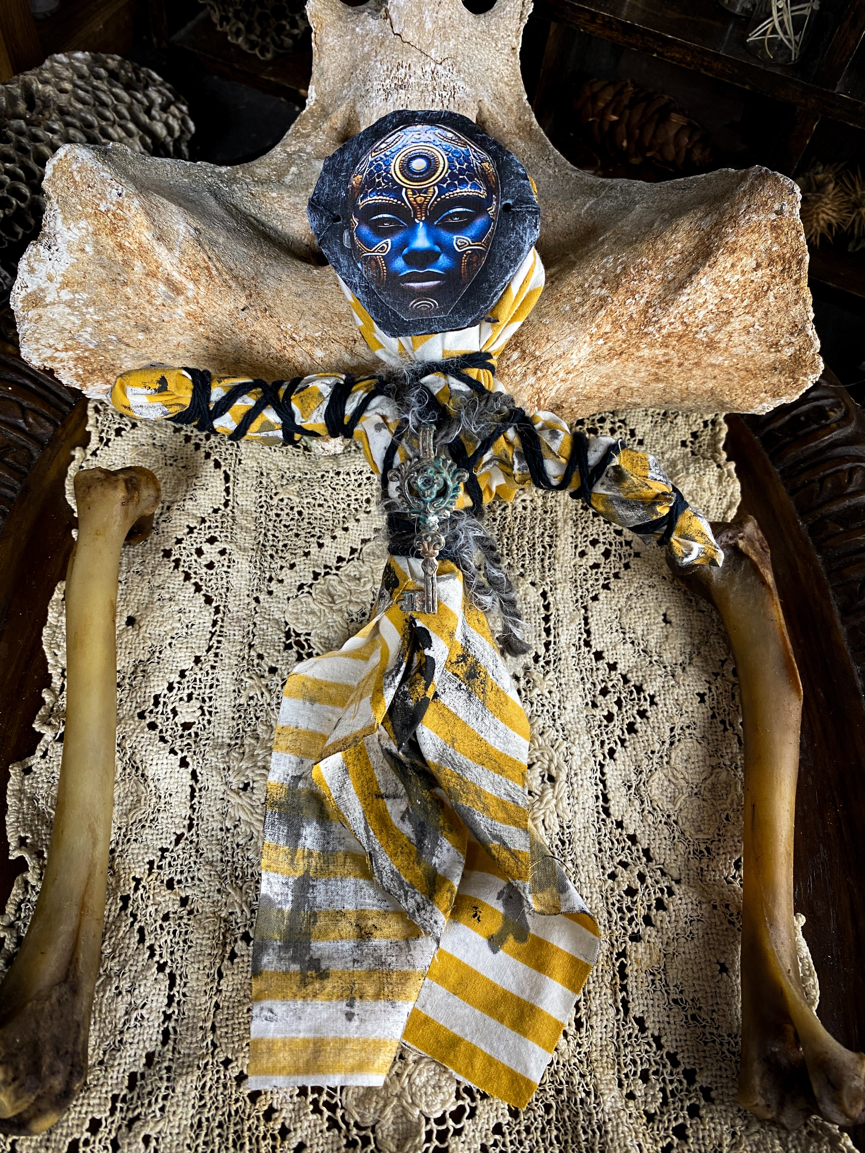 Intention Doll Containing Herbs, Roots, Stones, Snake Skin, Shells - Poppet, Conjure Doll, Medicine Doll, Spirit Doll