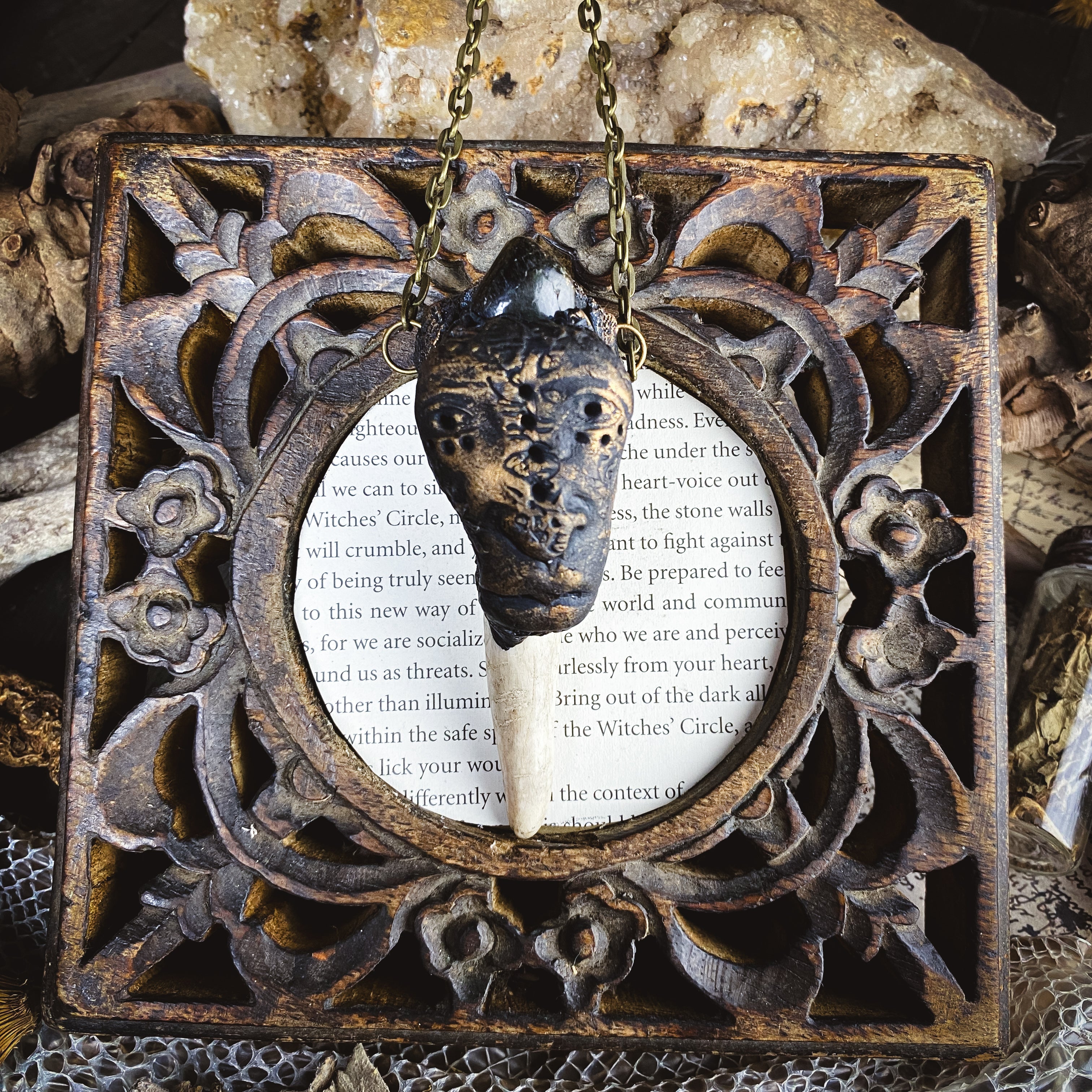 Deer Medicine Necklace - Handcrafted Antler and Labradorite Talisman