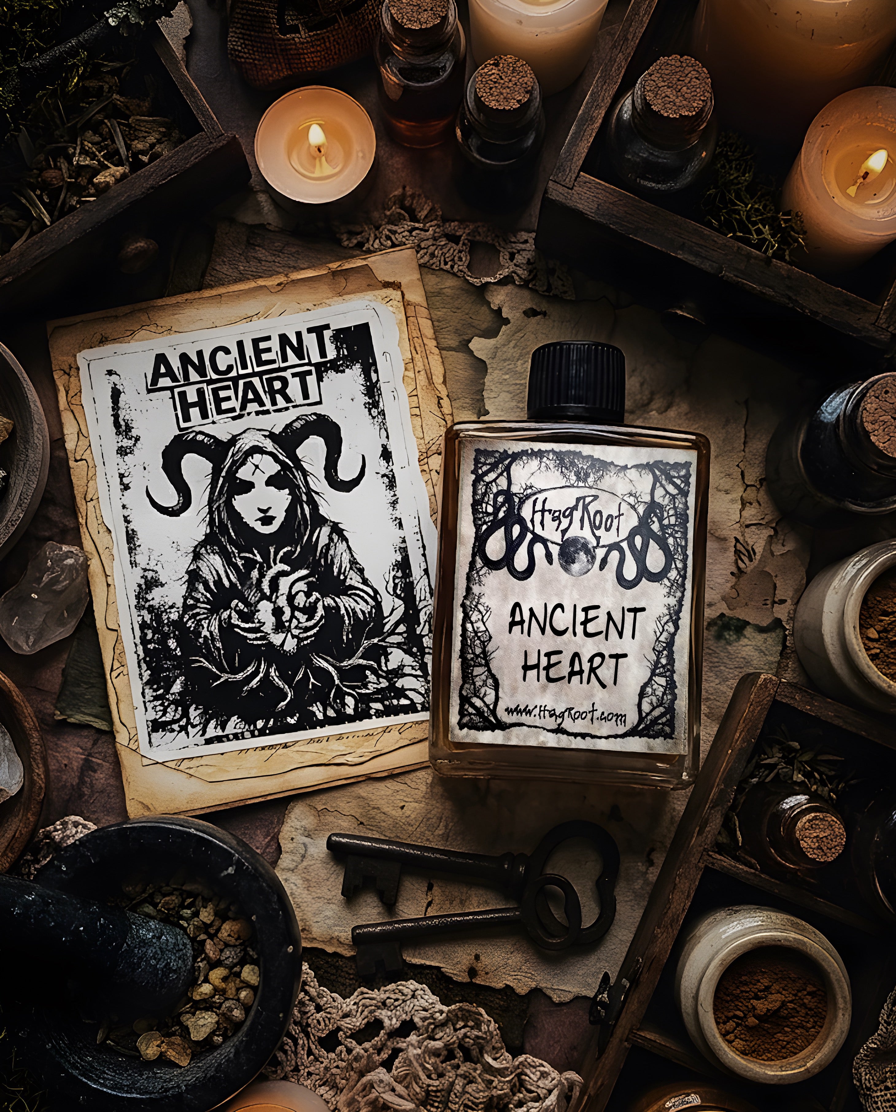 ANCIENT HEART-(Black Tea Leaves, Mahogany Wood, Tobacco)-Perfume, Cologne, Anointing, Ritual Oil