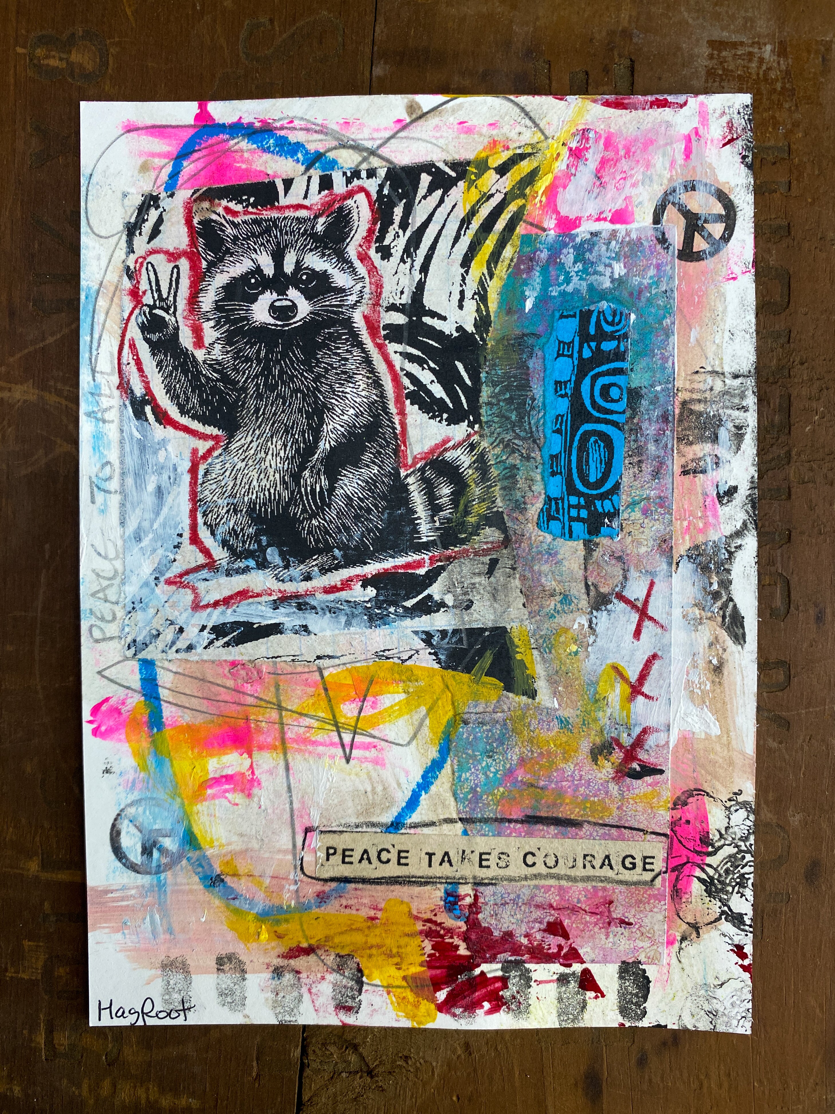 Peace Takes Courage - Original Mixed Media Collage