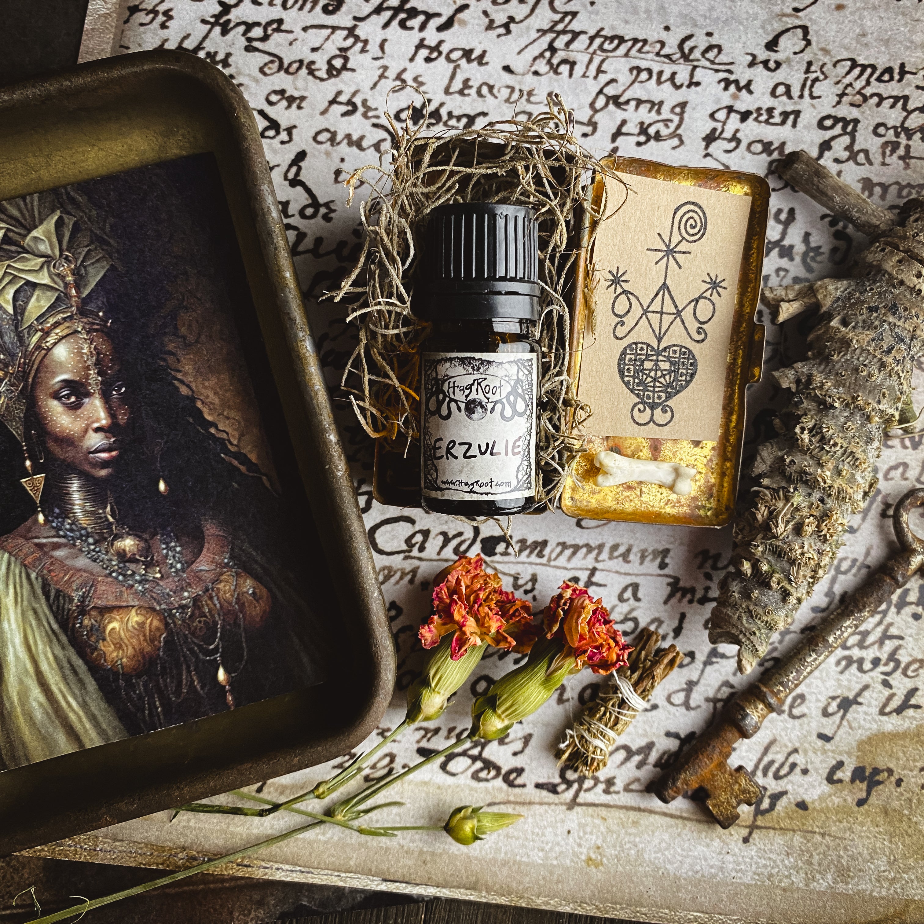 ERZULIE-(Patchouli, Hay, Sandalwood, Smoked Wood, Jasmine, Rose, Spicy Pepper)-Perfume, Cologne, Anointing, Ritual Oil