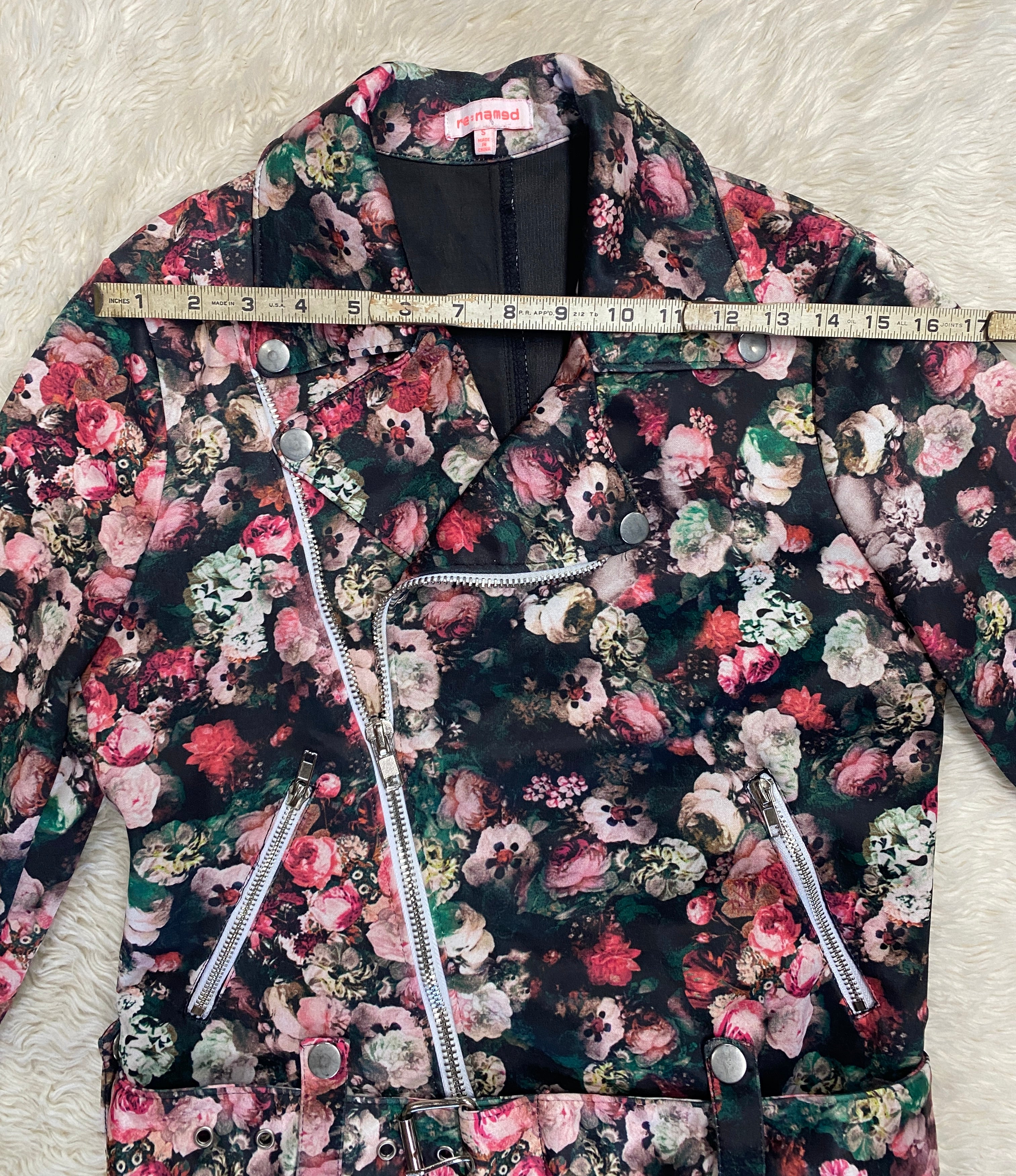 Floral Print Punk Jacket - Size Small