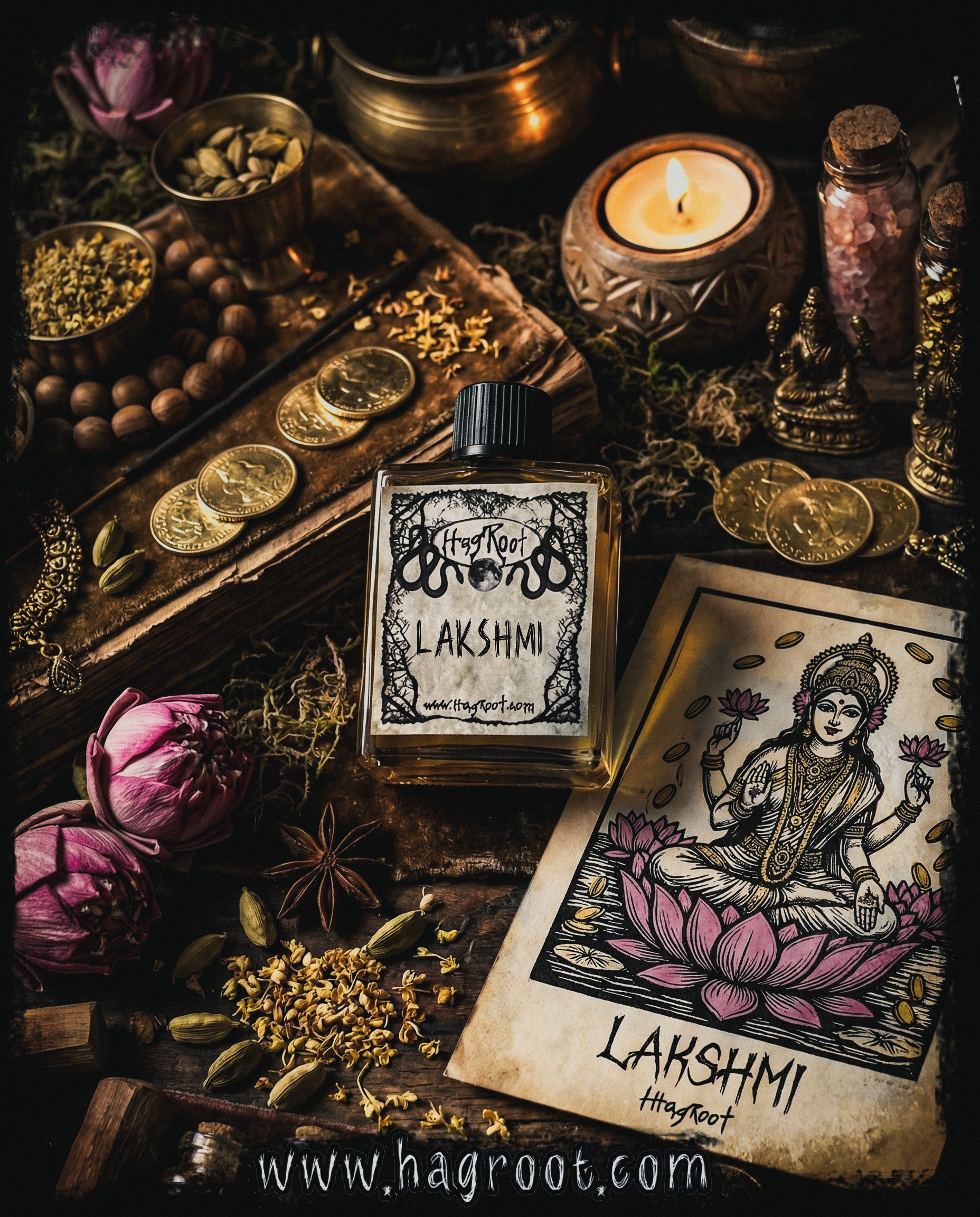 LAKSHMI-(Nag Champa, Frankincense Tears, Indian Spices, Osmanthus Blossoms, Sandalwood)-Perfume, Cologne, Anointing, Ritual Oil