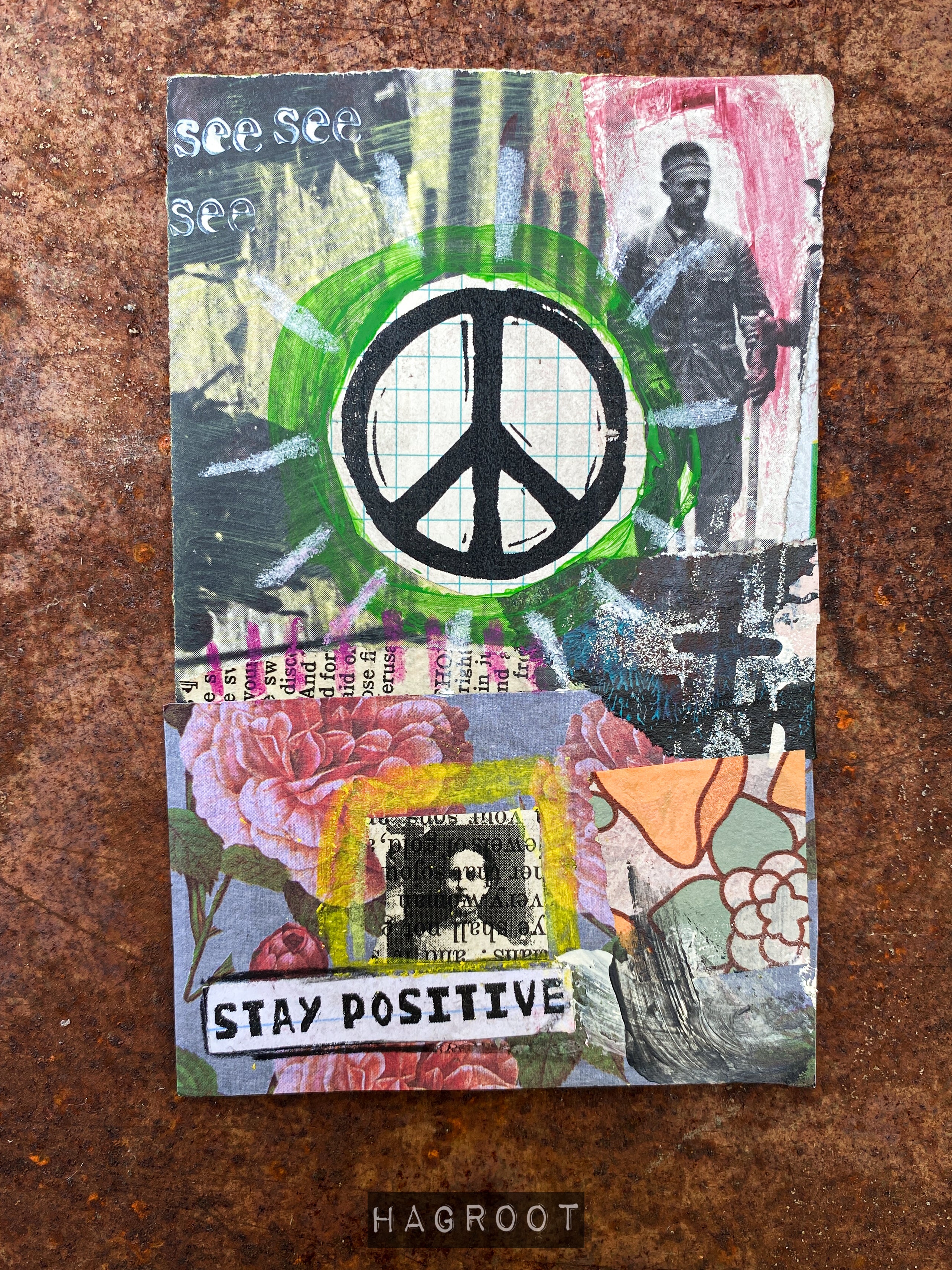 Stay Positive - Original Mixed Media Collage
