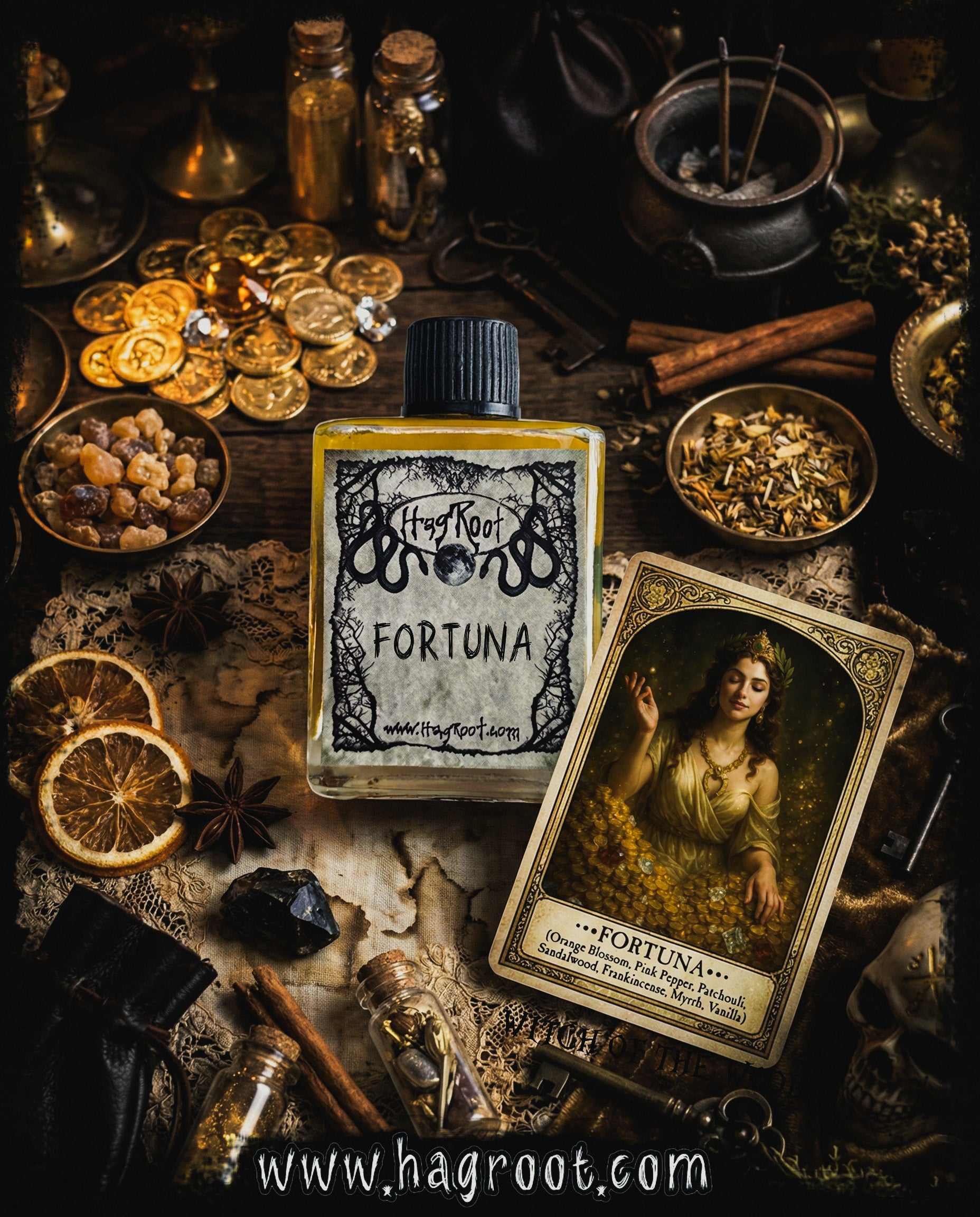 FORTUNA-(Orange Blossom, Pink Pepper, Patchouli, Sandalwood, Frankincense, Myrrh, Vanilla)-Perfume, Cologne, Anointing, Ritual Oil