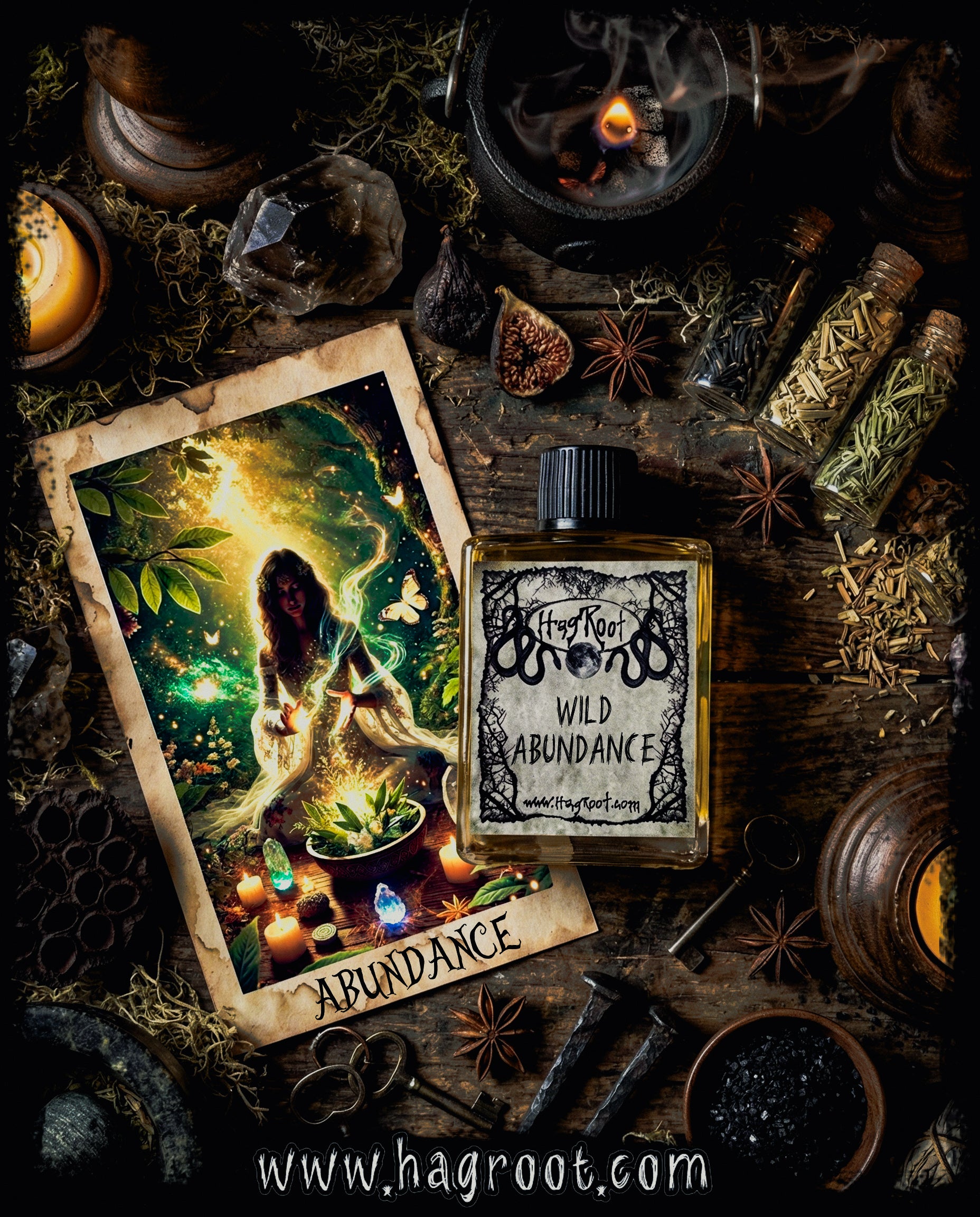 WILD ABUNDANCE-(Pine, Lemongrass, Patchouli, Cedar, Sweetgrass, Fig, Black Tea Leaves)-Perfume, Cologne, Anointing, Ritual Oil