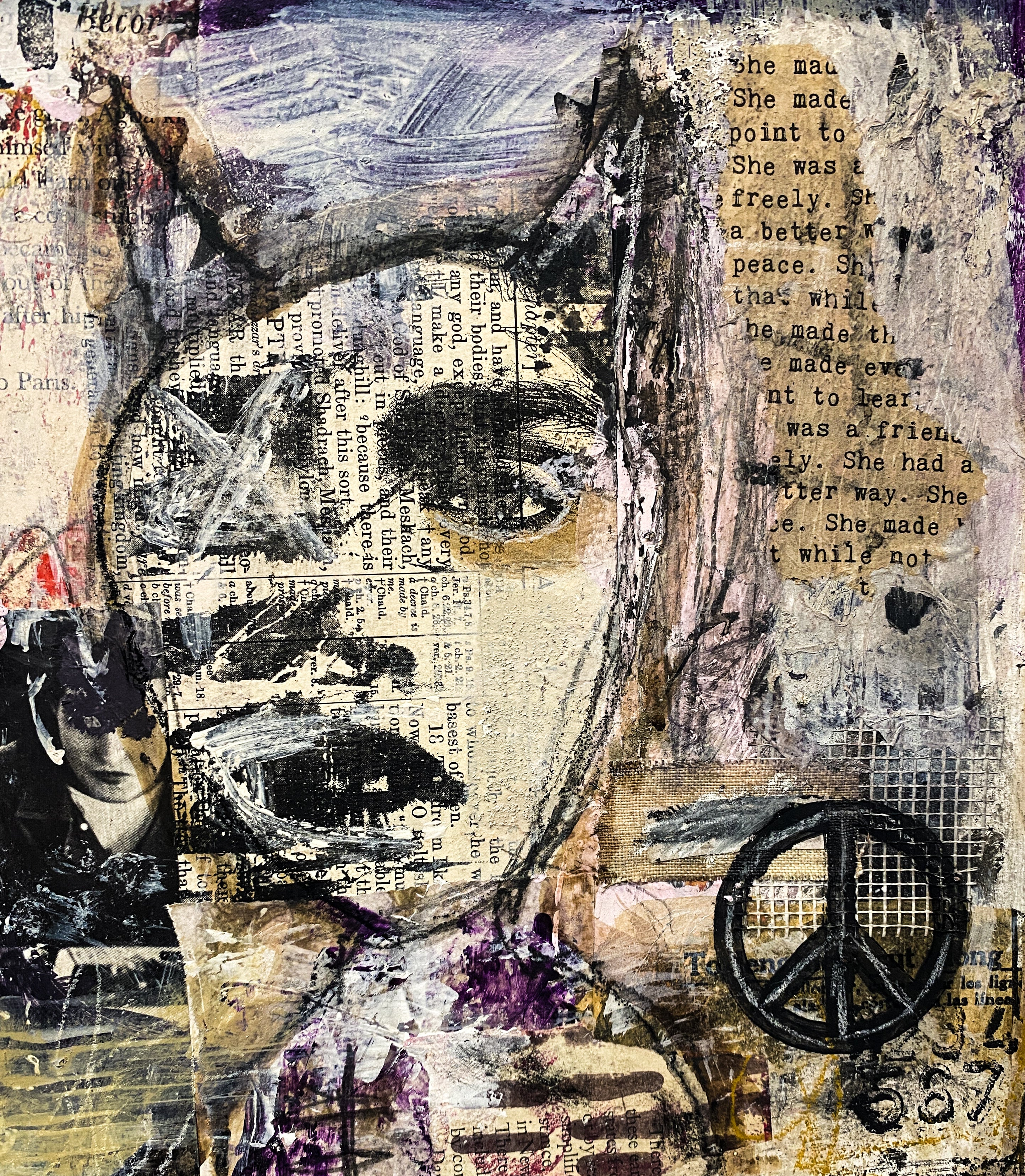 She Made Peace - Original Framed Mixed Media Collage