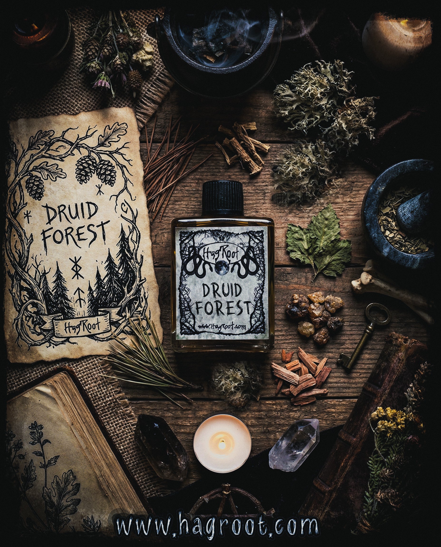 DRUID FOREST-(Pine, Vetiver, Tonka Bean, Patchouli, Myrrh, Cedar, Birch Tar, Oakmoss)-Perfume, Cologne, Anointing, Ritual Oil