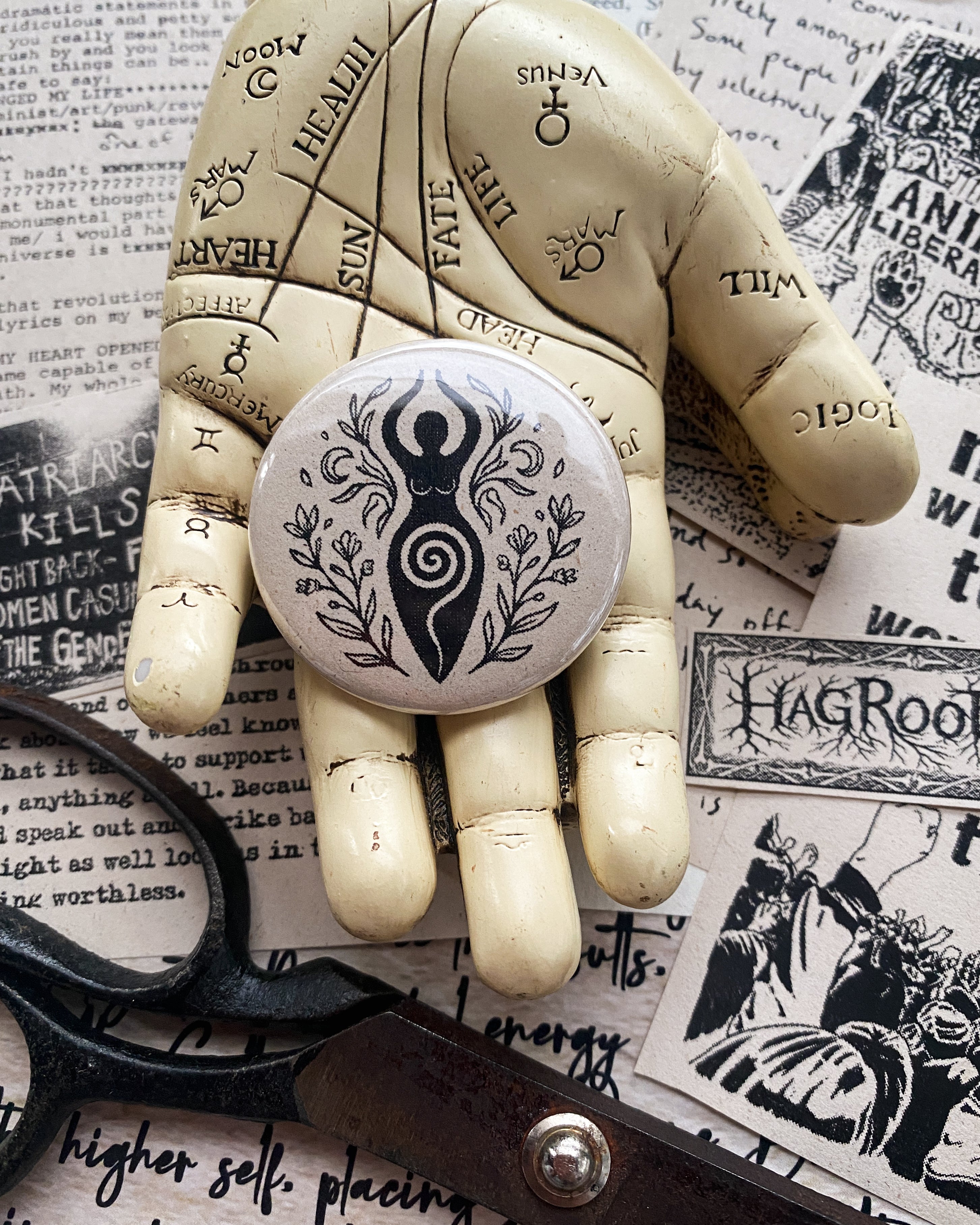 Goddess Energy - Hand Pressed Button/Pin - 1.5"