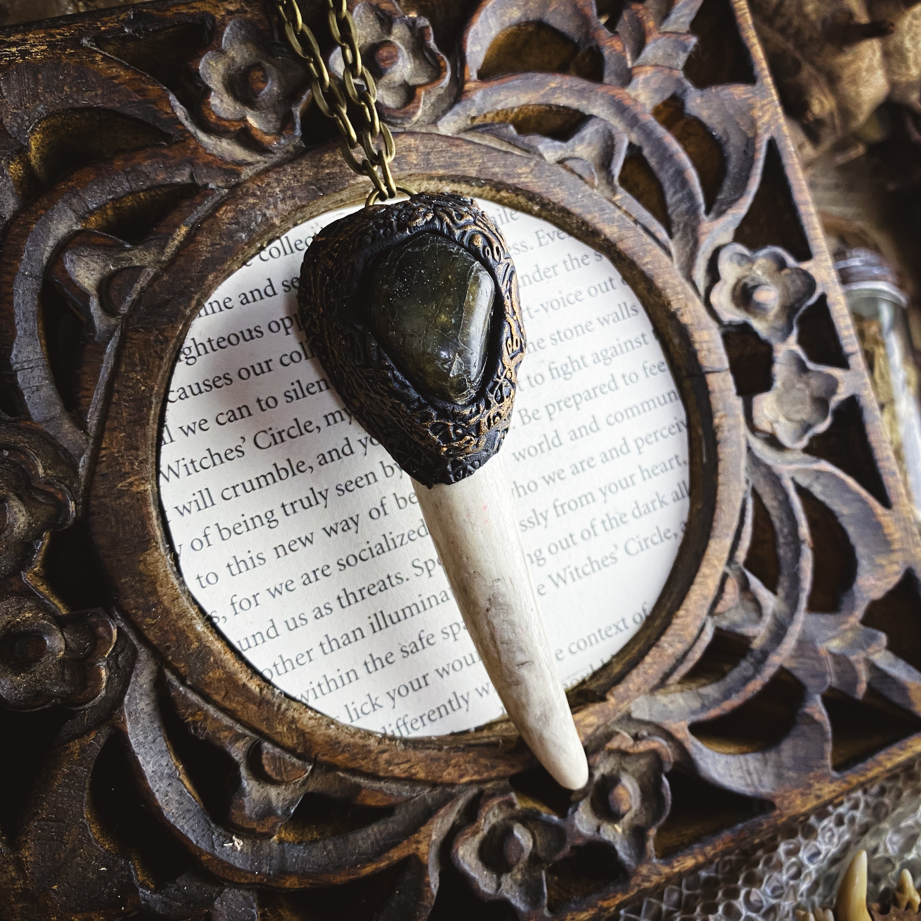 Deer Medicine Necklace - Handcrafted Antler and Labradorite Talisman