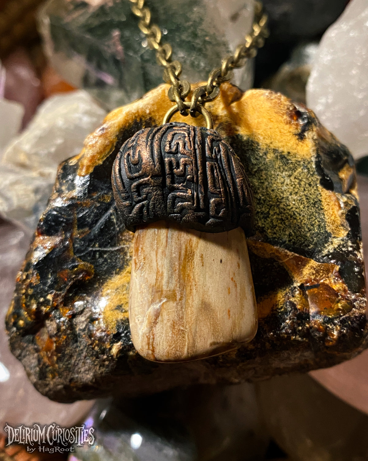 Petrified Wood + Clay Necklace